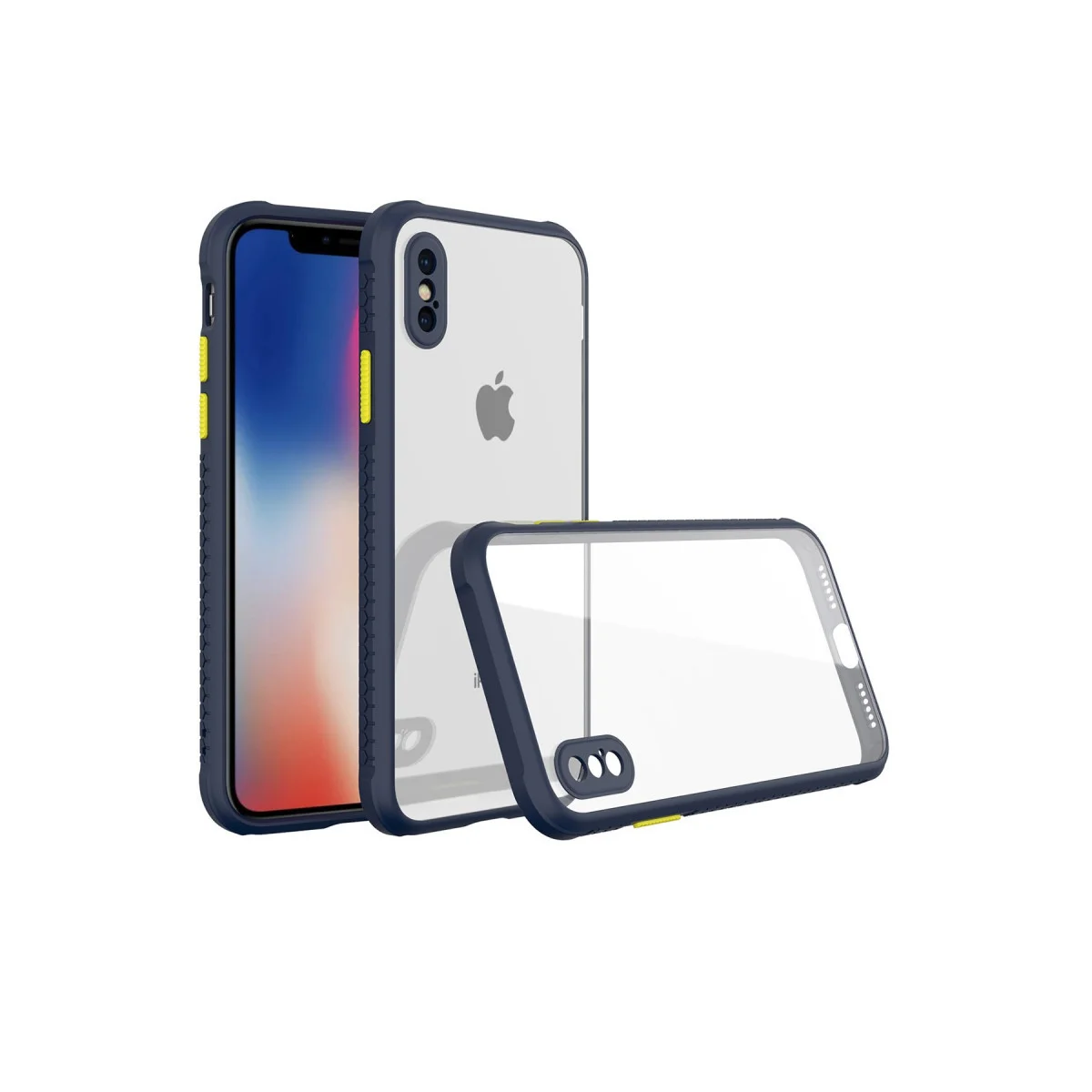 iPhone XS Max Miami Şeffaf Silikon Kılıf - Lacivert - Korumalı ve Şık