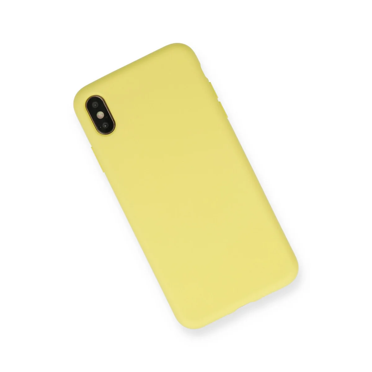 iPhone XS Max Nano İçi Kadife Silikon Kılıf - Mat Sarı (Yerli Üretim)