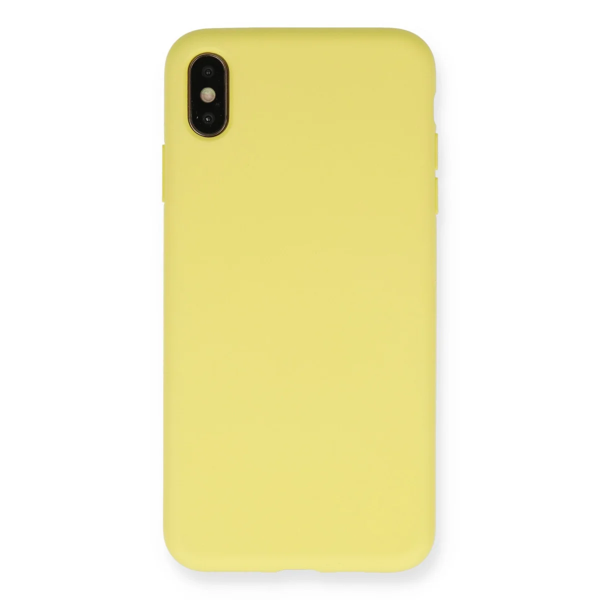 iPhone XS Max Nano İçi Kadife Silikon Kılıf - Mat Sarı (Yerli Üretim)