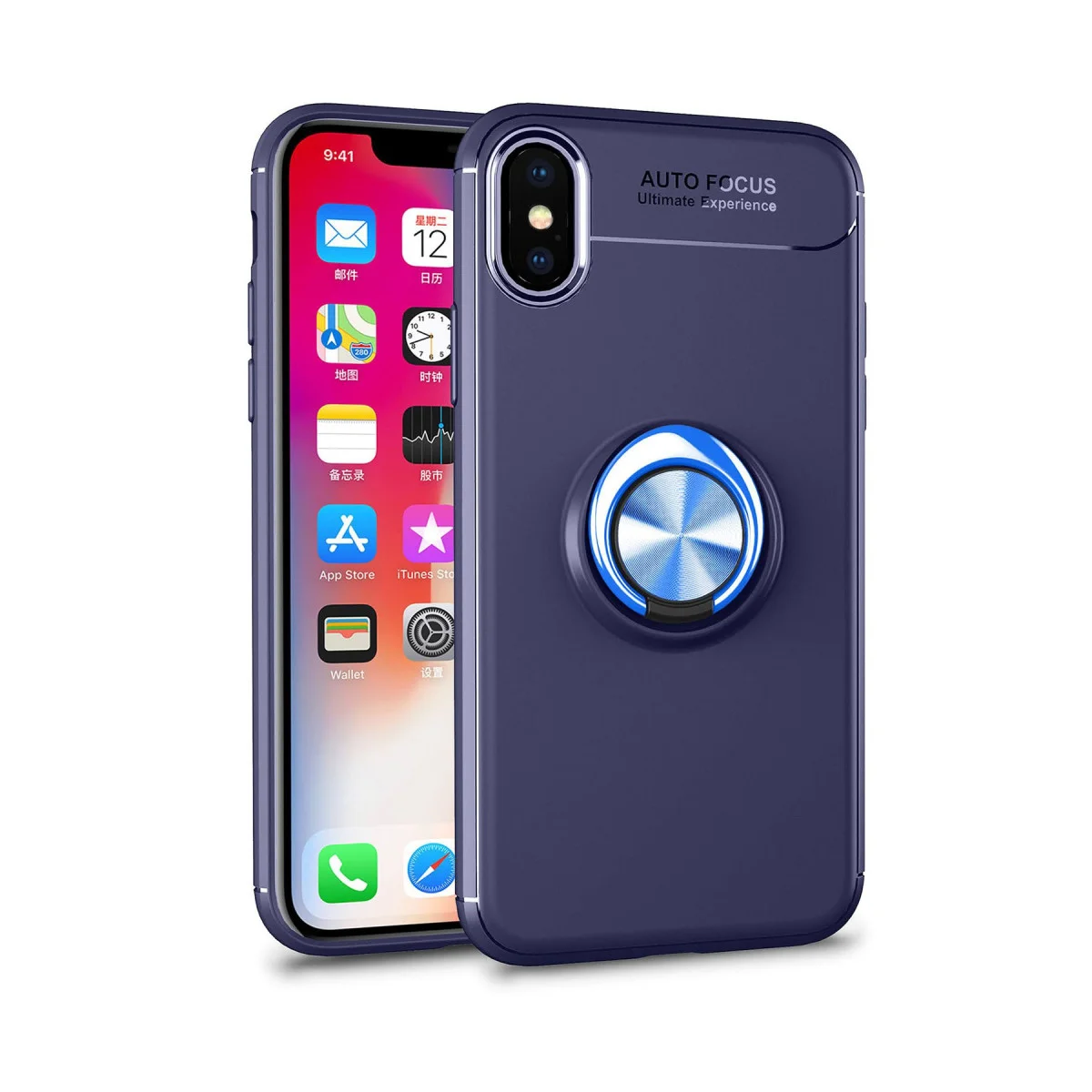 iPhone XS Max Range Yüzüklü Silikon Kılıf - Mavi