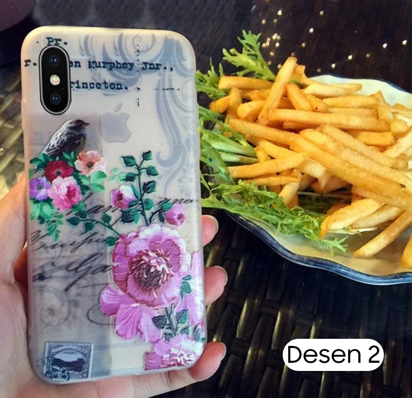 iPhone X/Xs 3D Gül Desenli Premium Silikon Kılıf - Şık ve Dayanıklı Koruma