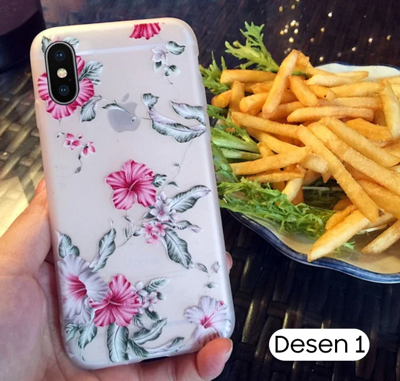 iPhone X/Xs 3D Gül Desenli Premium Silikon Kılıf - Şık ve Dayanıklı Koruma