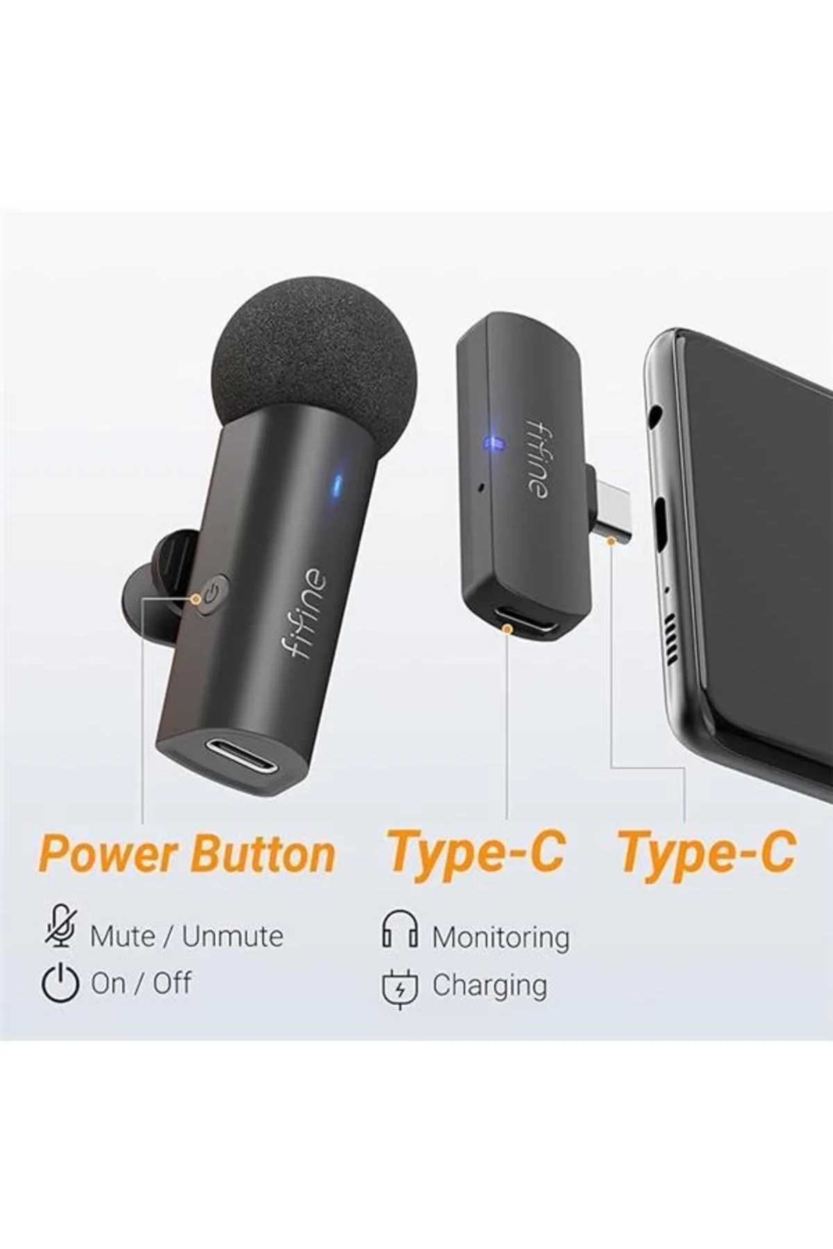 iPhone15 (USB C)/Android Telefon/Tablet için Kablosuz Yaka Yaka M