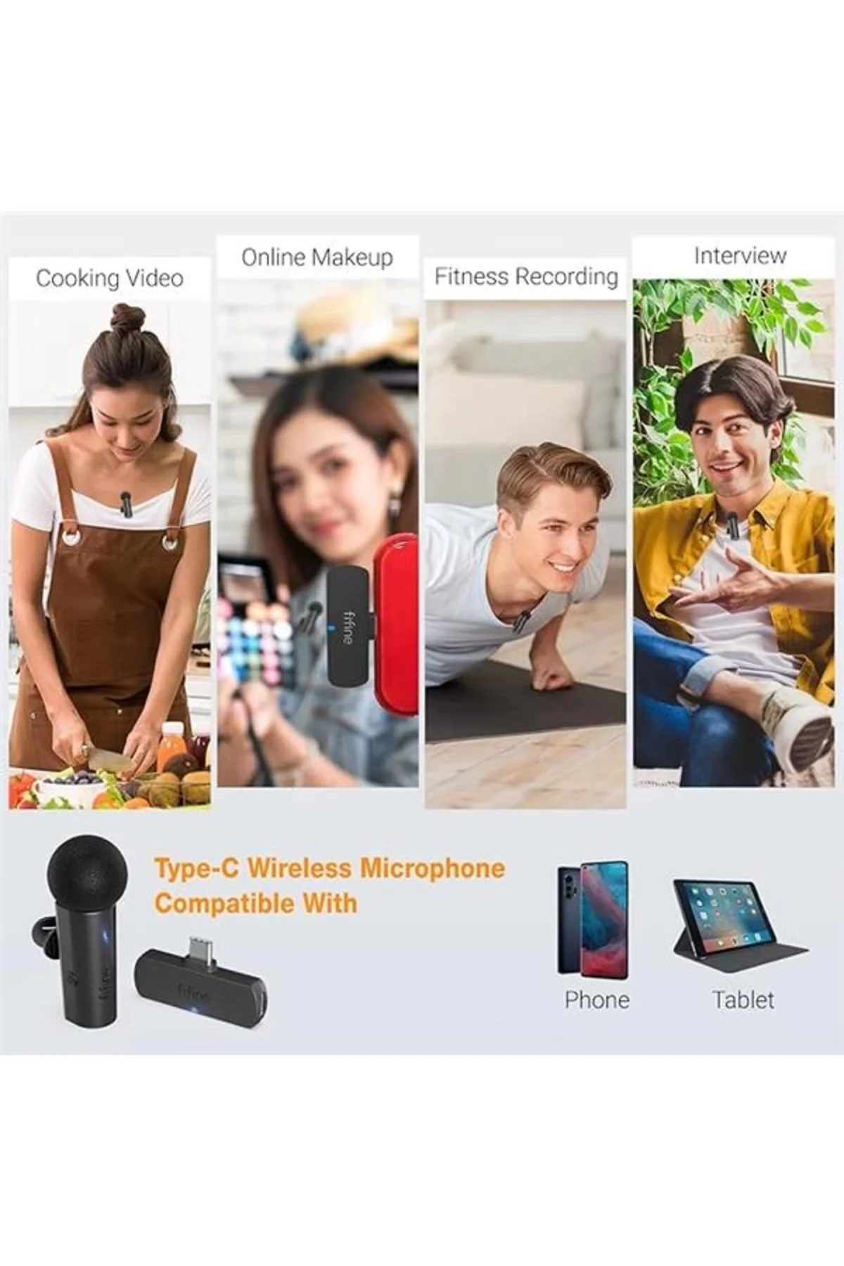 iPhone15 (USB C)/Android Telefon/Tablet için Kablosuz Yaka Yaka M