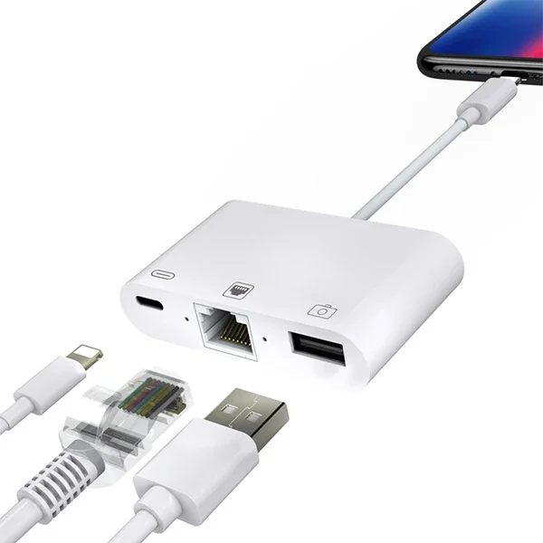 İPhone/İPad 3İN1 Ethernet RJ45 Ve Usb Kamera Adaptörü NK107-1852