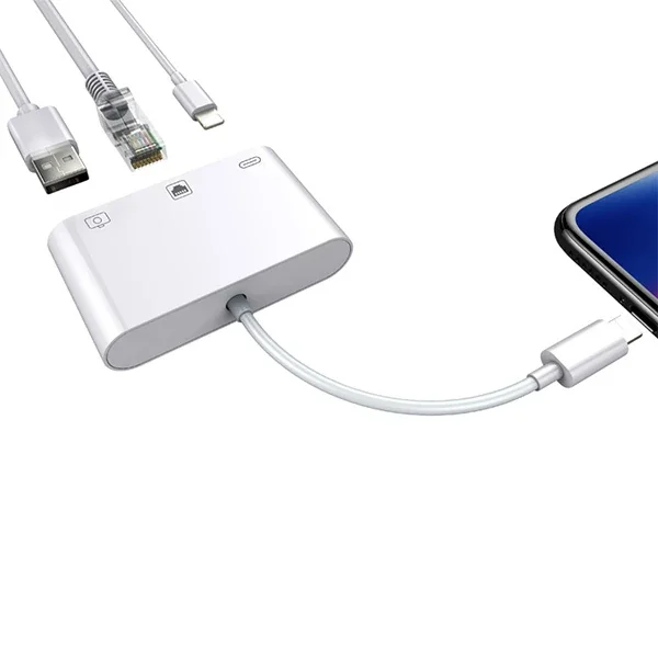 İPhone/İPad 3İN1 Ethernet RJ45 Ve Usb Kamera Adaptörü NK107-1852