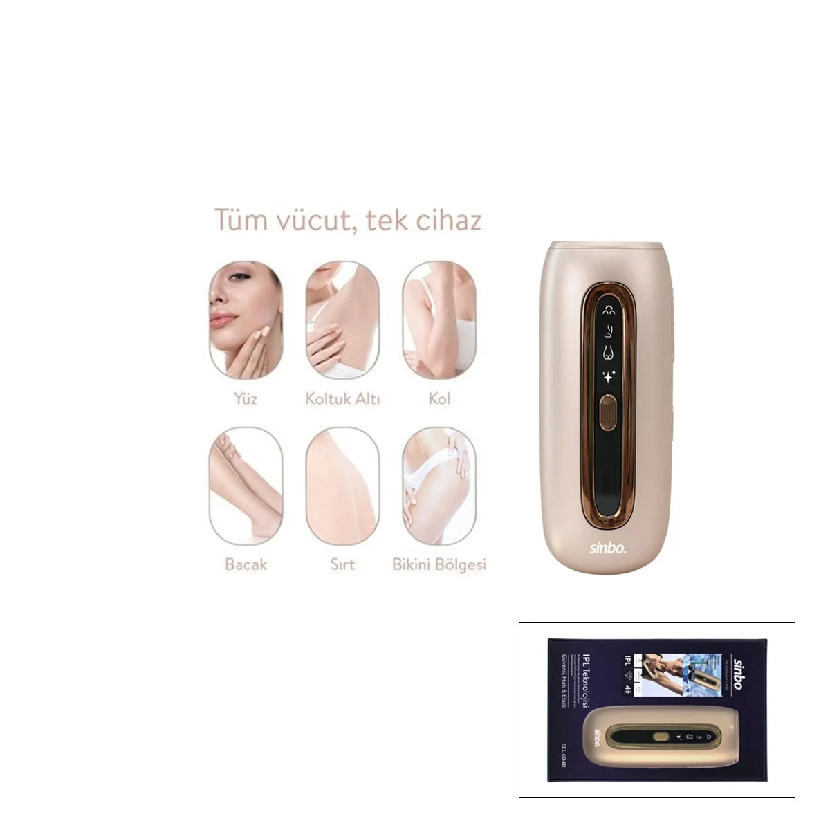Ipl 3in1 Buz Lazer Epilatör - Epilasyon Cihazı 9 Kademe - Lcd Ekran Tüm Vücut Uygun Sel-6048 Bx40