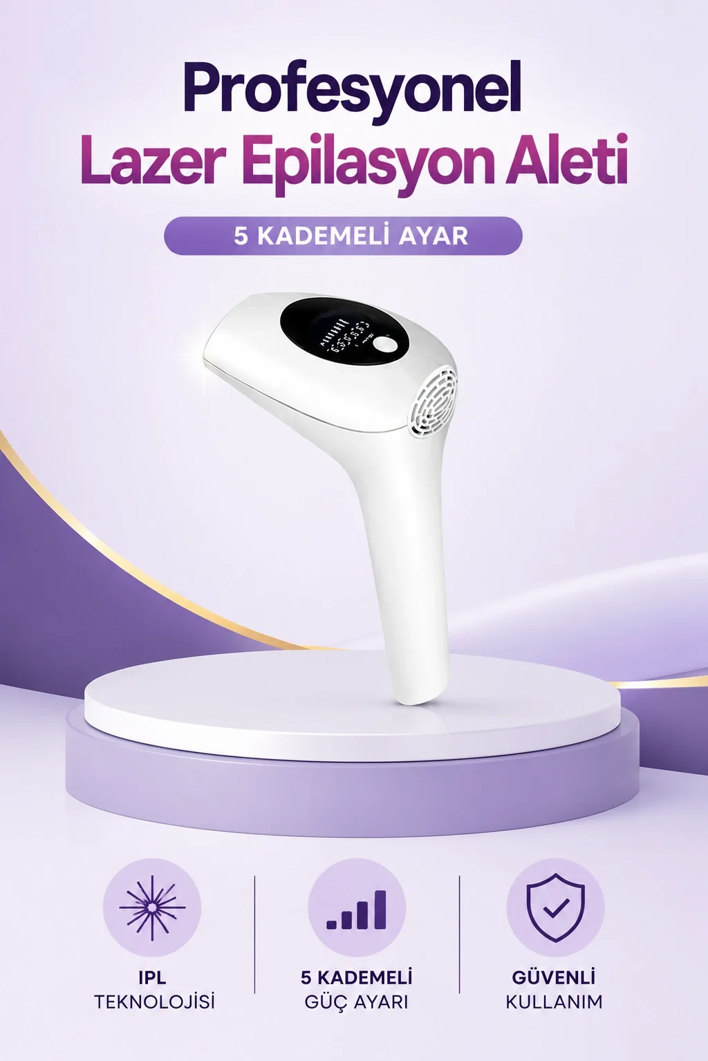 IPL Lazer Epilasyon Aleti 5 Kademeli Güç Ayarlı