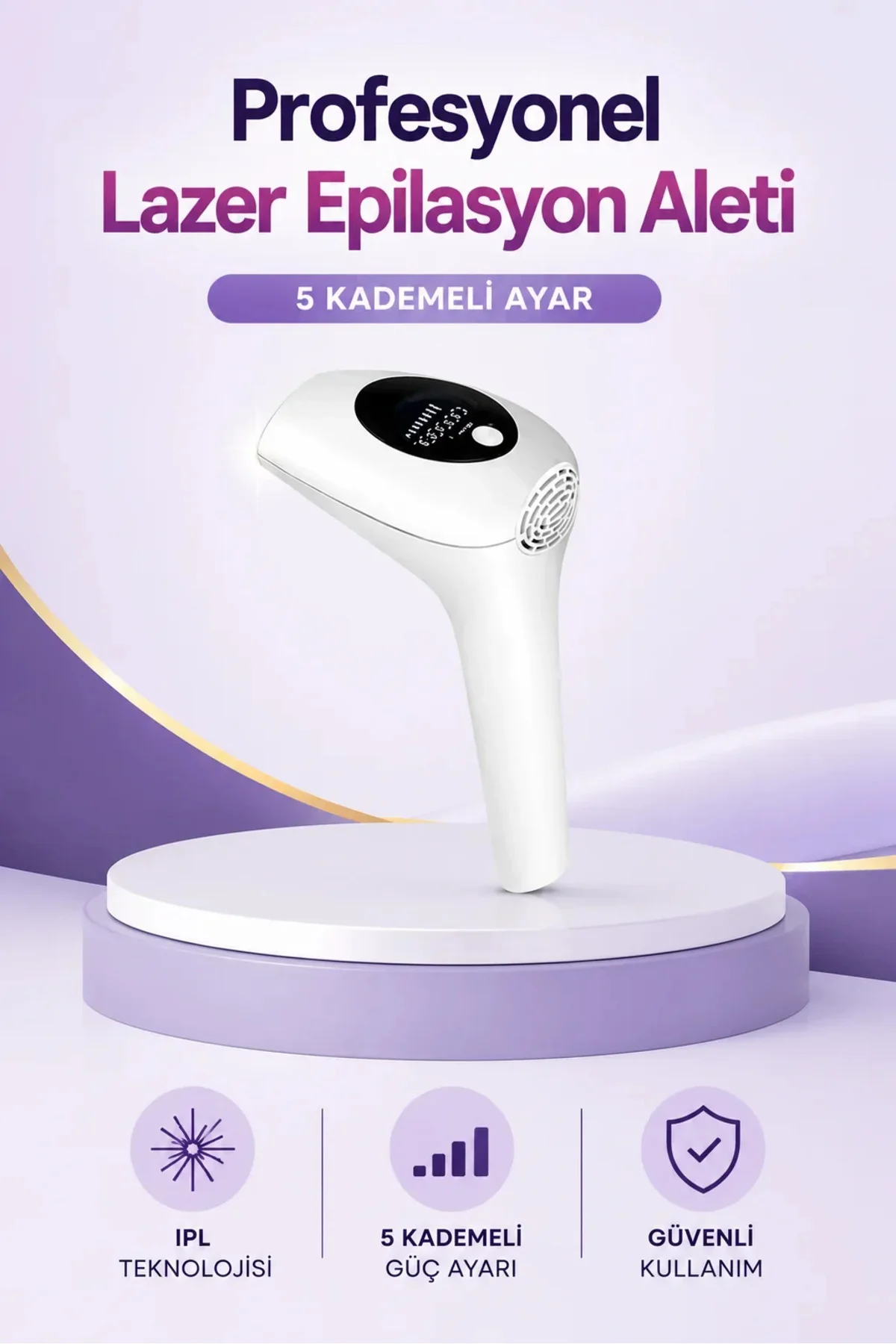 IPL Lazer Epilasyon Aleti 5 Kademeli Güç Ayarlı IPL Lazer Epilasyon Aleti 5 Kademeli Güç Ayarlı
