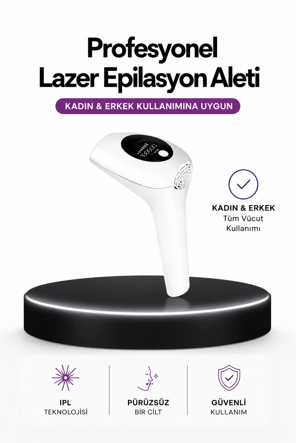 IPL Teknolojili Erkek Ve Kadın Kullanımına Uygun Lazer Epilasyon Cihaz