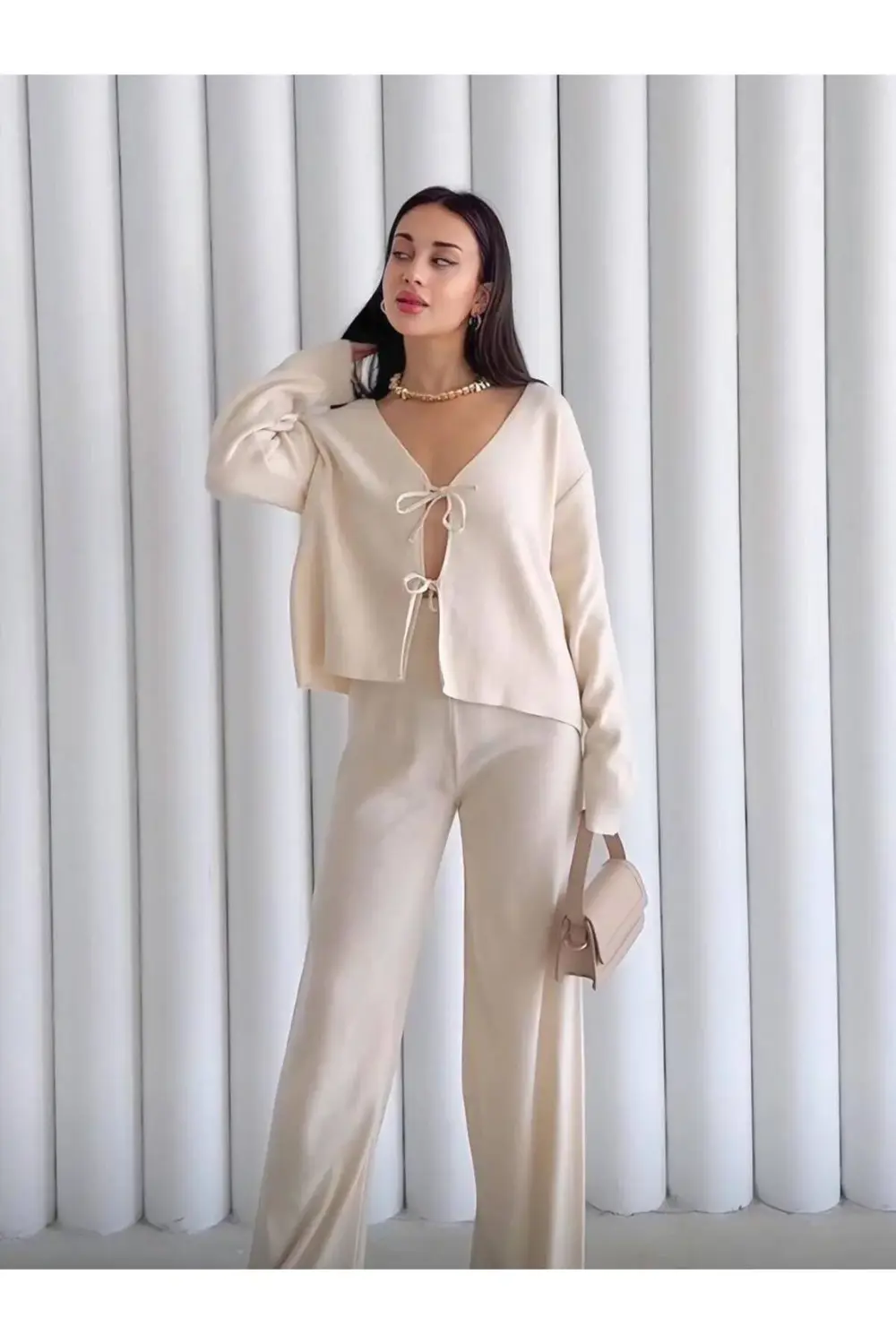 İpli Bağlamalı Pantolon Takım