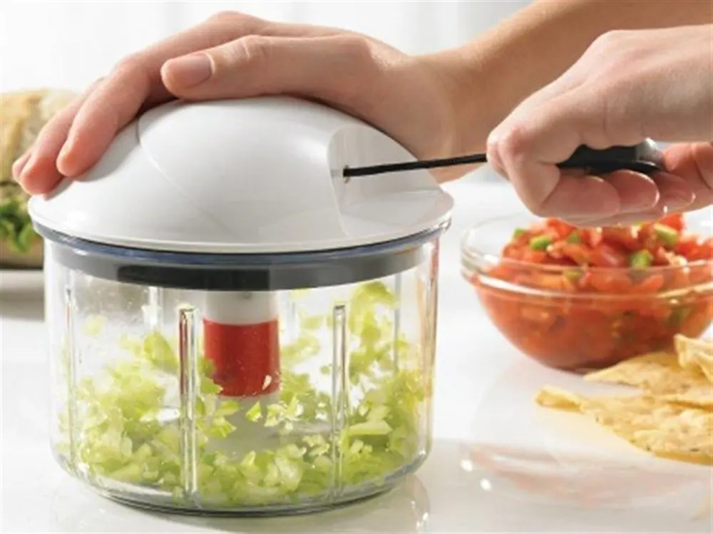İpli Çekmeli Pratik Meyve Sebze Doğrayıcı 2 Bıçaklı El Blender (4