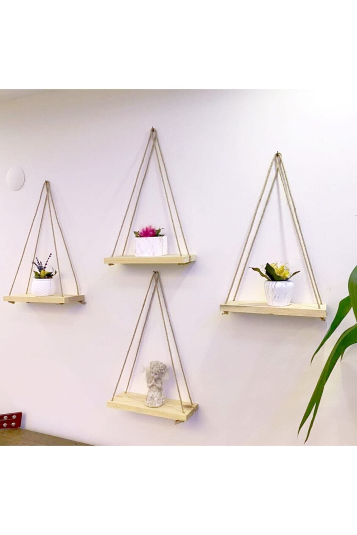 Bfdshop İpli Duvar Rafi 4 Adet Dekoratif Raf