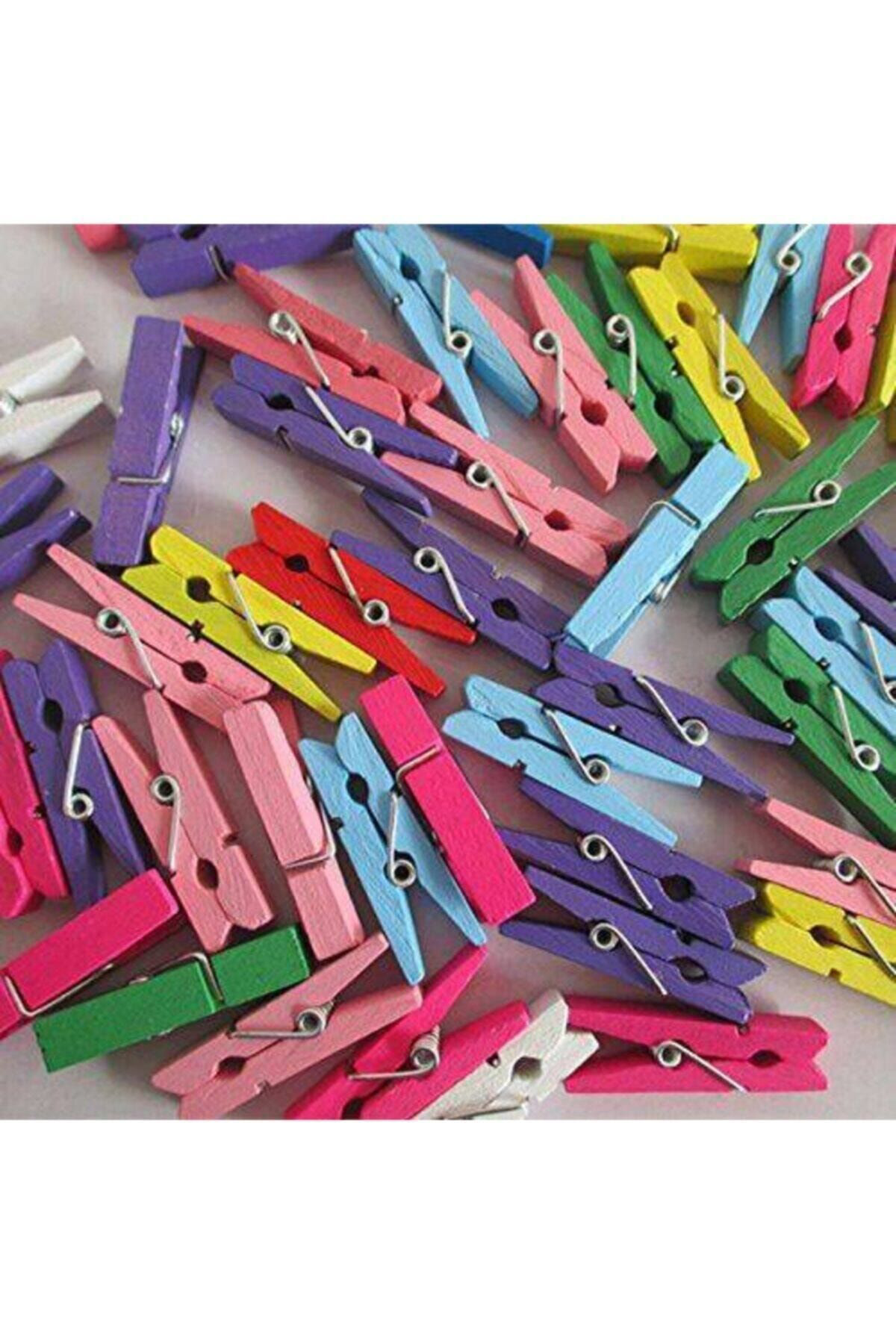 (İsimsiz Marka: İd 2644877)  İpli Mini Mandal, 50 Adet Mini Mandal Ve 10 Metre Jüt İpi, Dekora