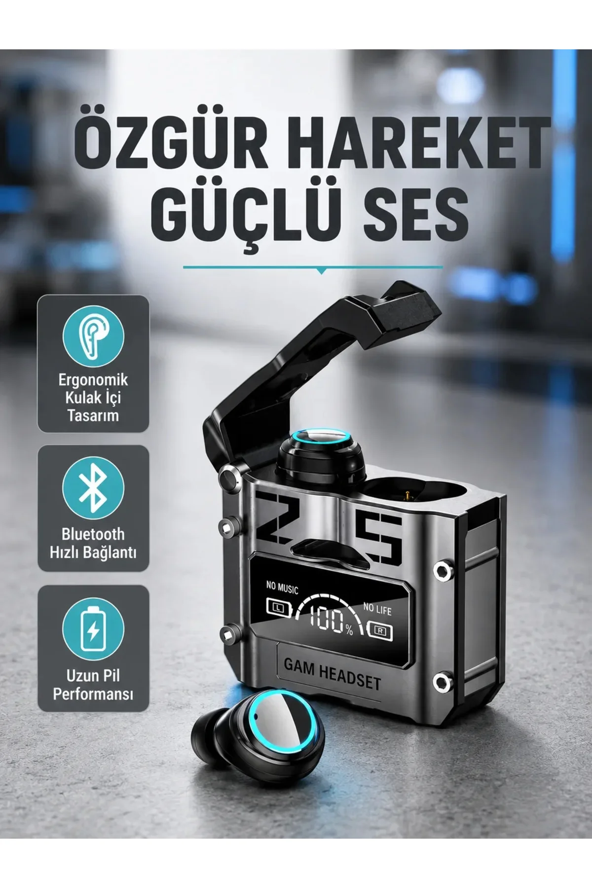 IPX5 Su Geçirmez Kablosuz Bluetooth Kulaklık – Powerbank Şarj Kutulu, Düşük Gecikmeli Oyun Modu IPX5 Su Geçirmez Kablosuz Bluetooth Kulaklık – Powerbank Şarj Kutulu, Düşük Gecikmeli Oyun Modu