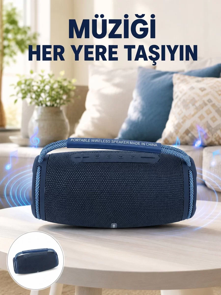 IPX5 Su Geçirmez Taşınabilir Bluetooth Hoparlör - Renkli Işıklı Yeni Nesil