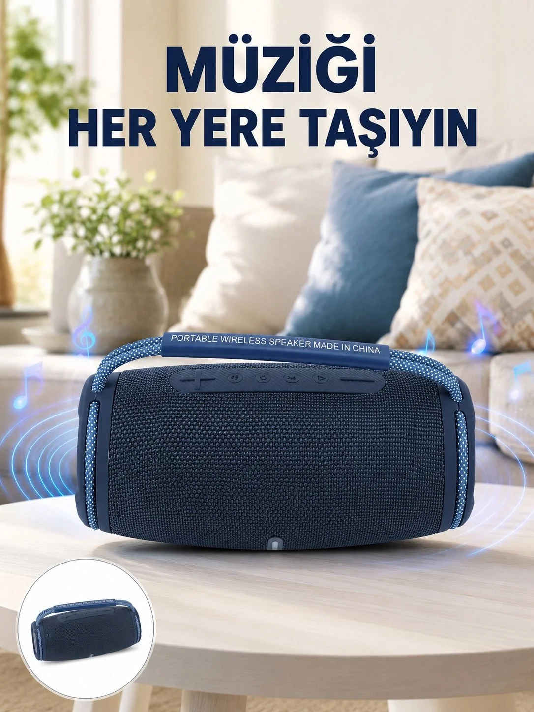 IPX5 Su Geçirmez Taşınabilir Bluetooth Hoparlör Renkli Işıklı Yeni Nesil