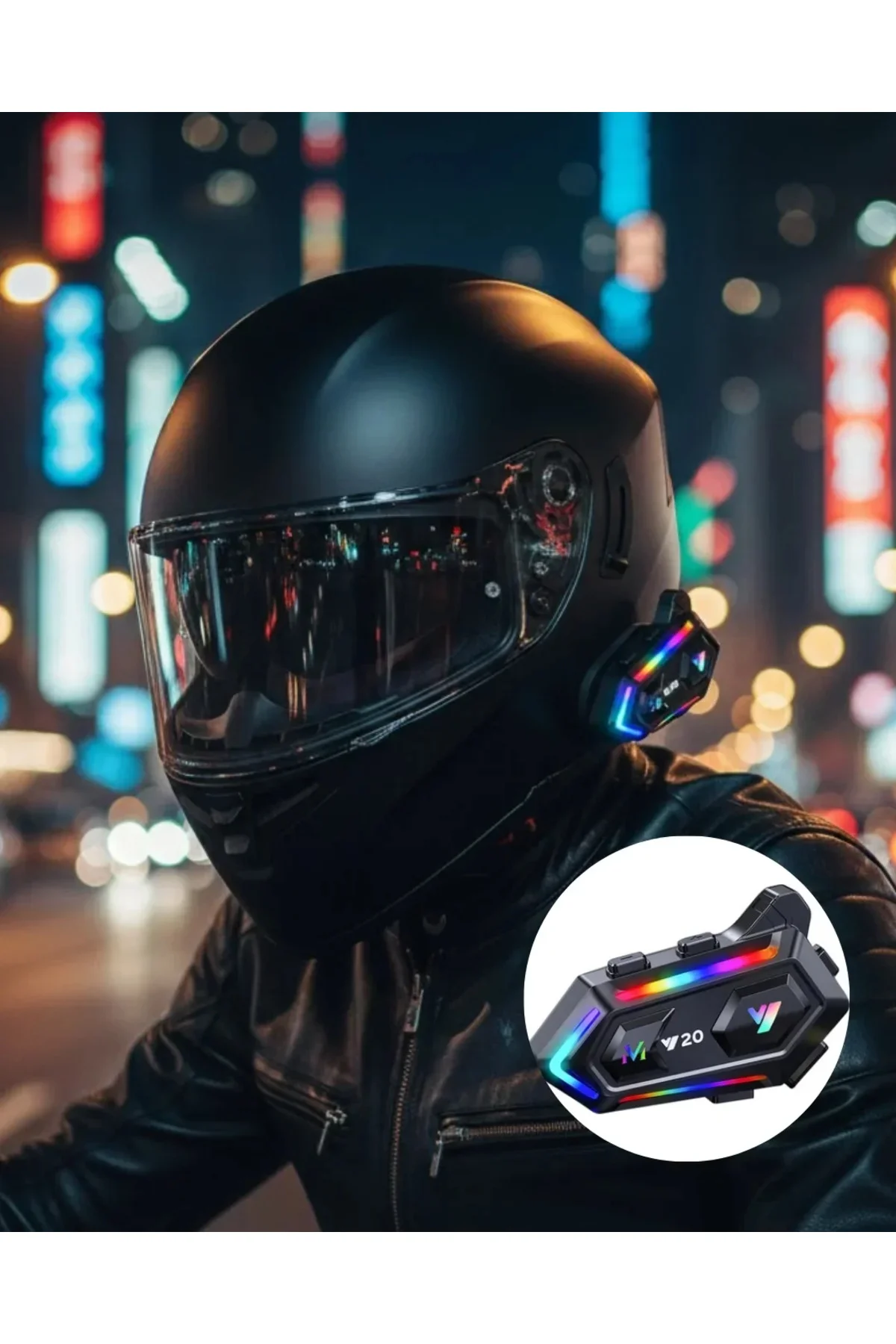 IPX6 Su Geçirmez Intercom 1000m Bağlantı 1000mAh Batarya RGB Işıklı