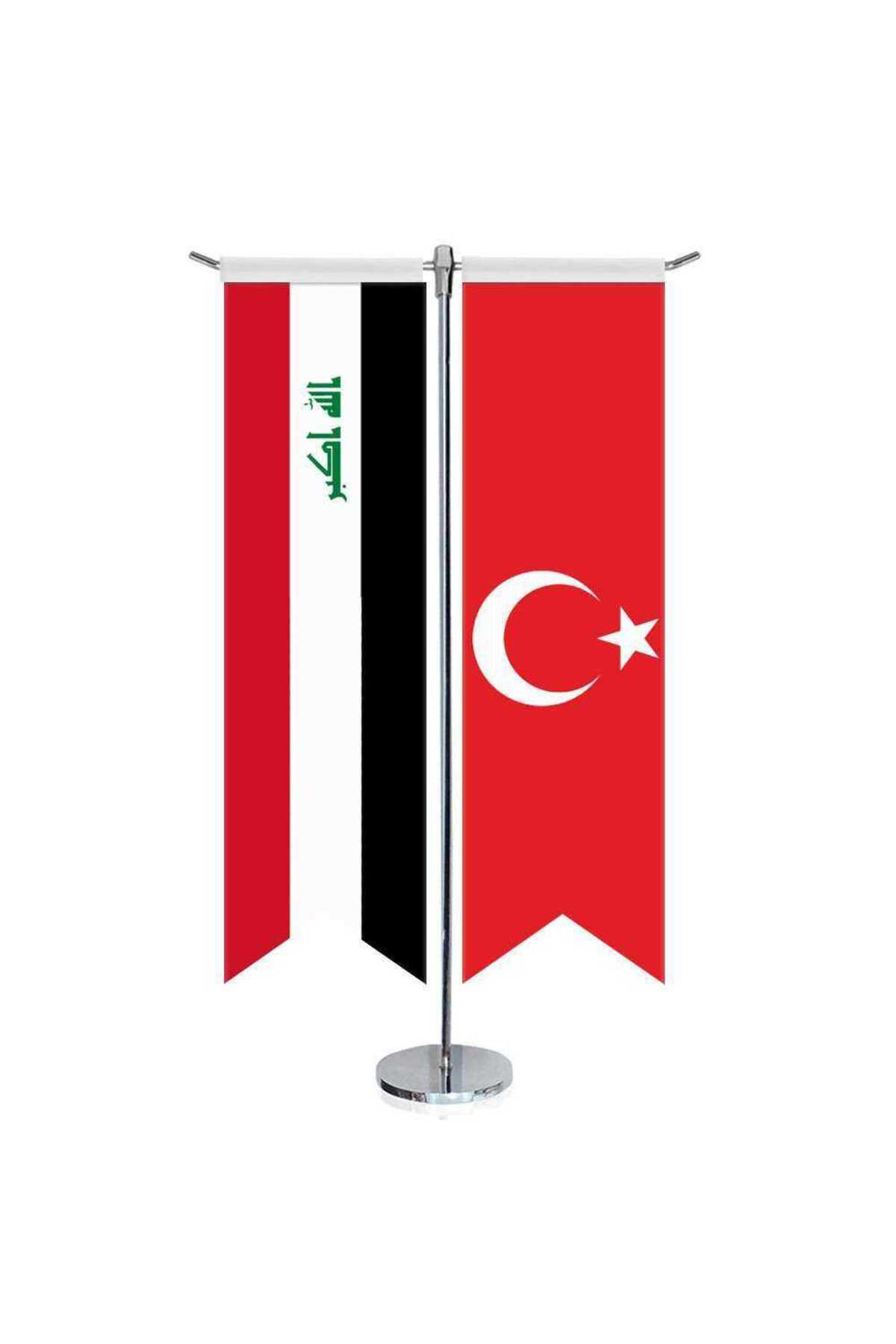 Asilmeydan İrak Cumhuriyeti Bayraği Ve Türkiye - Kirlangiç - Saten T Direk 2