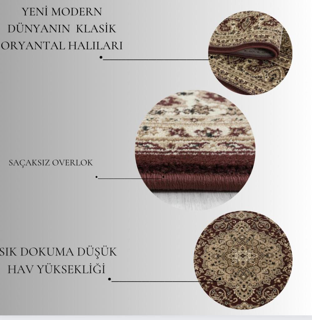 Red Hali İran Halisi Bordürlü Motifli Sik Dokuma Krem Hali Oturma Odasi Ha