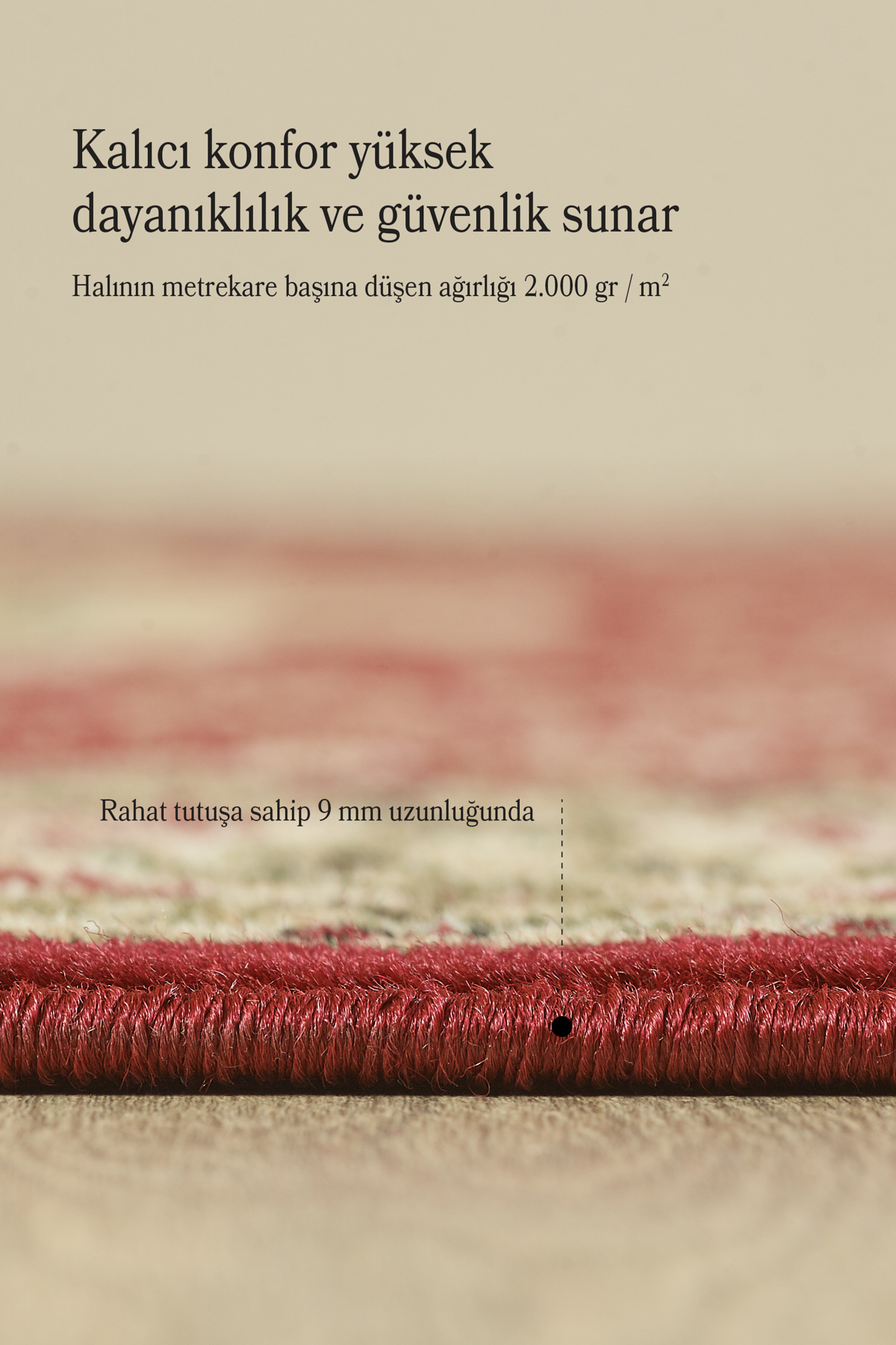 Anaska Home İran Tarzı Göbekli Kırmızı Tozsuz Oturma Odası Ve Salon Halısı Şı