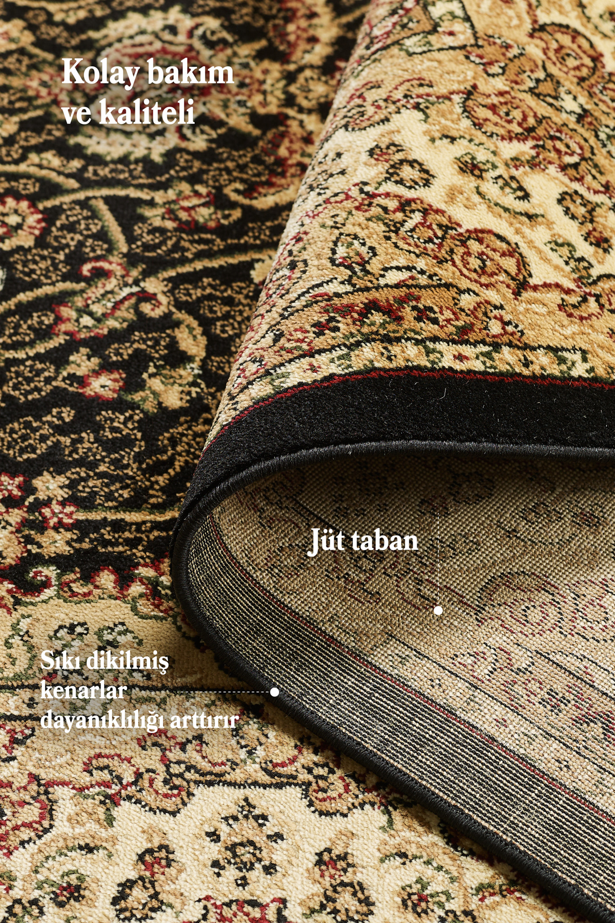 Anaska Home İran Tarzı Madalyon Göbekli Toz Vermez Oturma Odası Ve Salon Halı