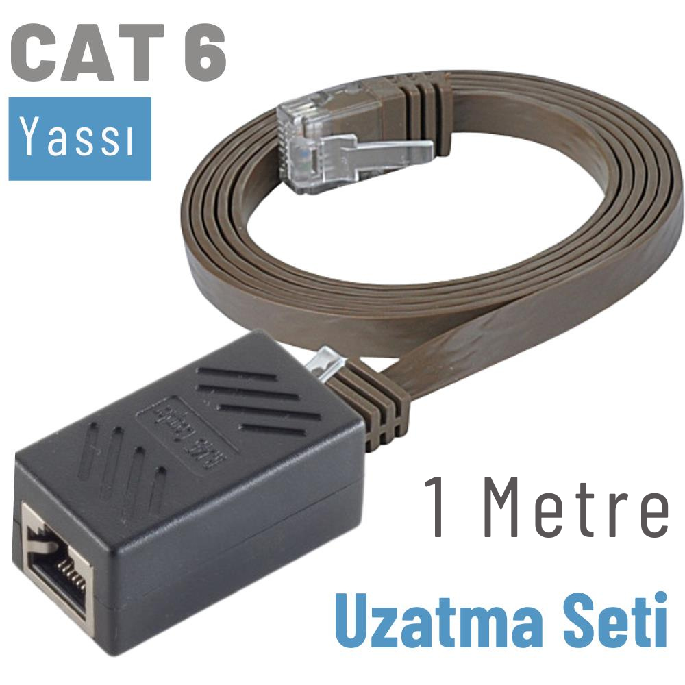 IRENIS 1 Metre CAT6 Kablo Uzatma Seti, Yassı Ethernet Kablo ve Ekleyici IRENIS 1 Metre CAT6 Kablo Uzatma Seti, Yassı Ethernet Kablo ve Ekleyici