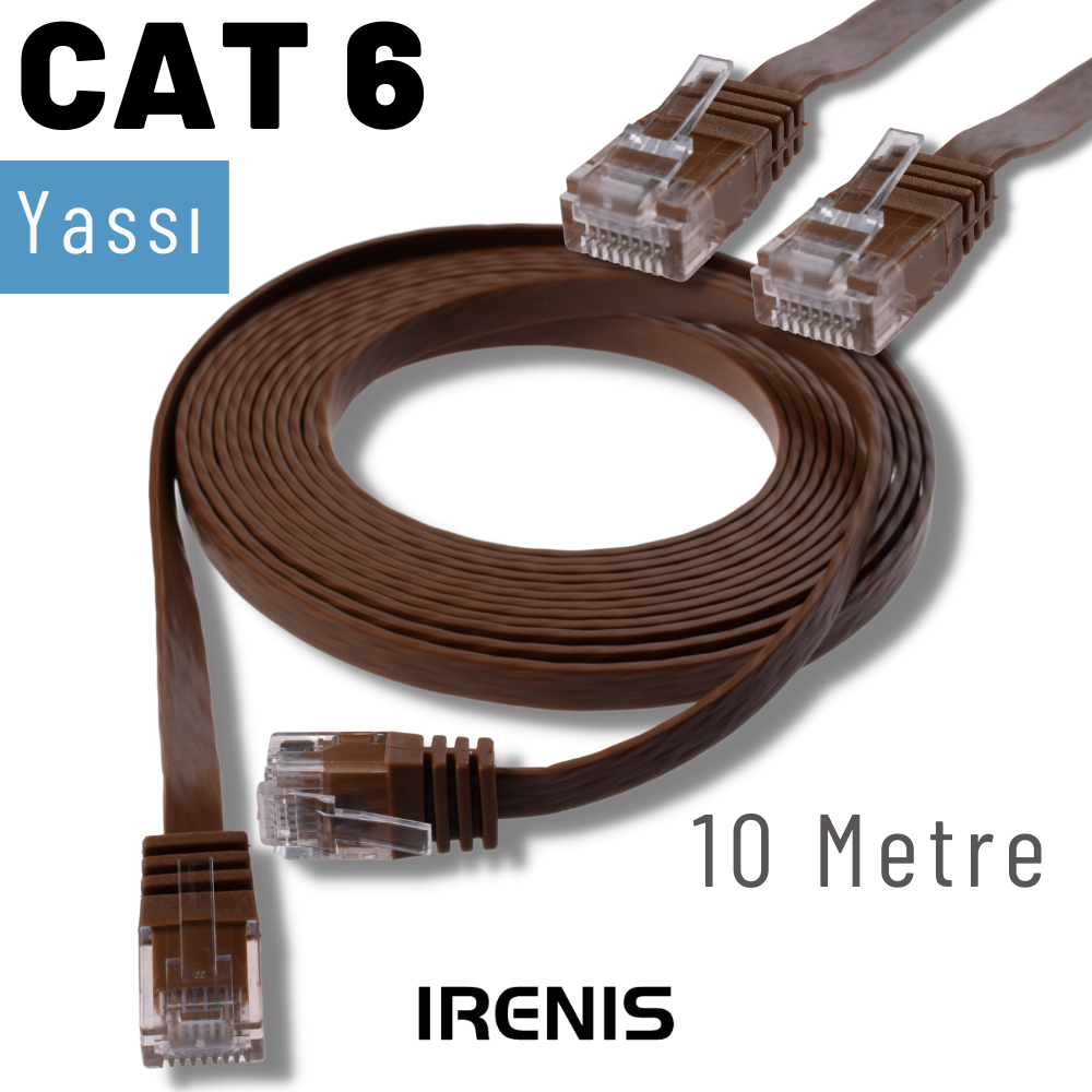 İrenis 10 Metre Cat6 Kablo Yassi Ethernet Network Lan Ağ İnternet Kablosu İrenis 10 Metre Cat6 Kablo Yassi Ethernet Network Lan Ağ İnternet Kablosu