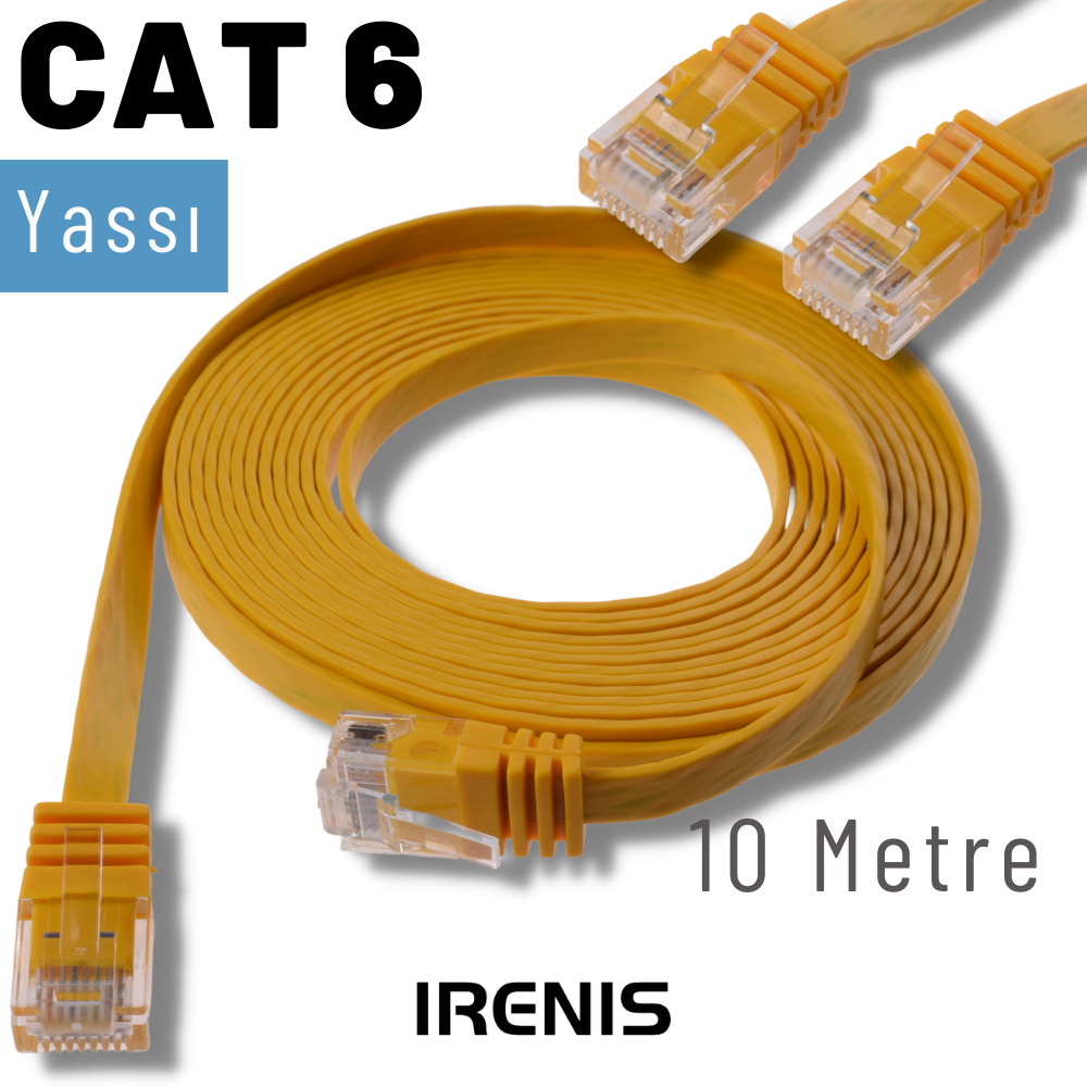 İrenis 10 Metre Cat6 Kablo Yassi Ethernet Network Lan Ağ İnternet Kablosu İrenis 10 Metre Cat6 Kablo Yassi Ethernet Network Lan Ağ İnternet Kablosu