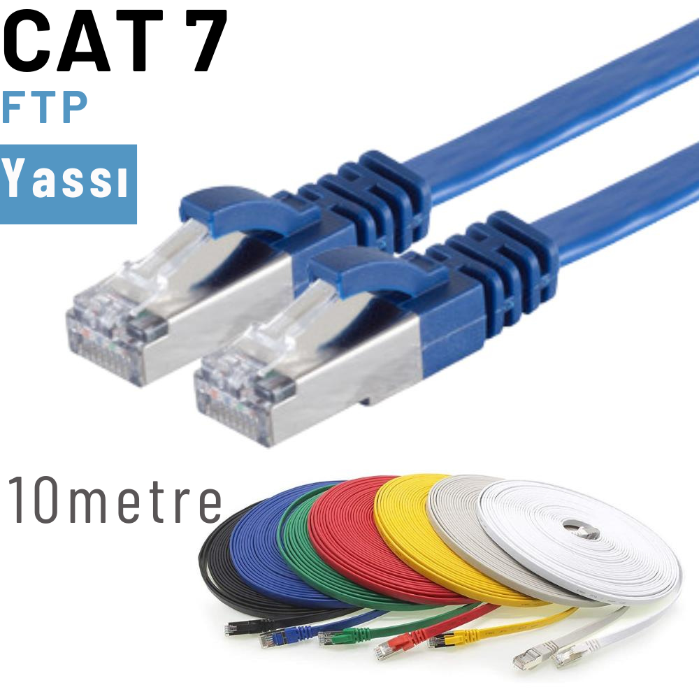 IRENIS 10 Metre CAT7 Kablo Yassı FTP Ethernet Network LAN Ağ Kablosu IRENIS 10 Metre CAT7 Kablo Yassı FTP Ethernet Network LAN Ağ Kablosu