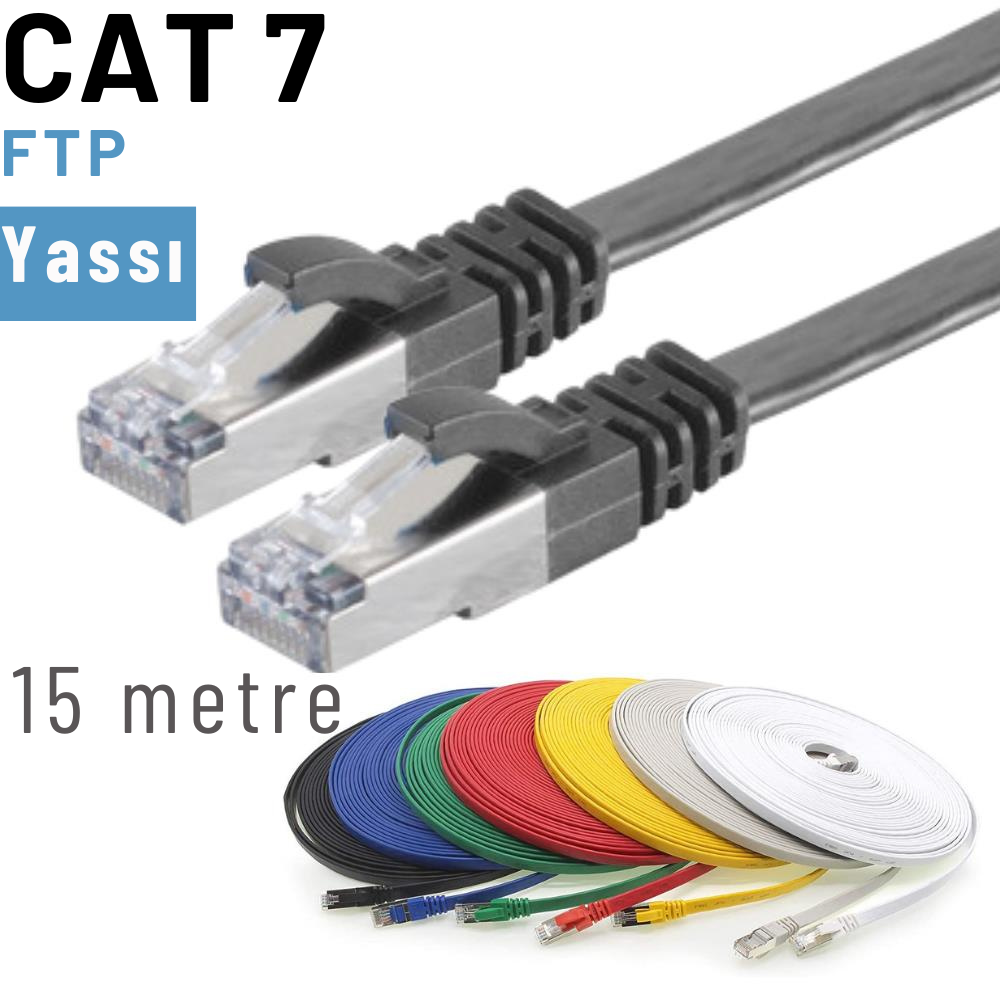 IRENIS 15 Metre CAT7 Kablo Yassı FTP Ethernet Network LAN Ağ Kablosu IRENIS 15 Metre CAT7 Kablo Yassı FTP Ethernet Network LAN Ağ Kablosu