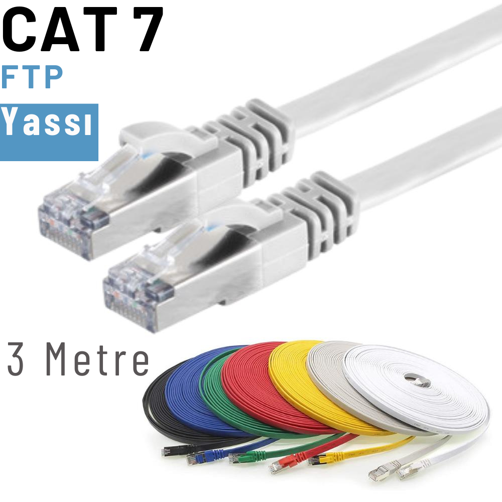 İrenis 3 Metre Cat7 Kablo Yassi Ftp Ethernet Network Lan Ağ Kablosu İrenis 3 Metre Cat7 Kablo Yassi Ftp Ethernet Network Lan Ağ Kablosu