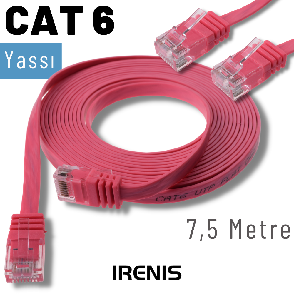 İrenis 7,5 Metre Cat6 Kablo Yassi Ethernet Network Lan Ağ İnternet Kablosu İrenis 7,5 Metre Cat6 Kablo Yassi Ethernet Network Lan Ağ İnternet Kablosu