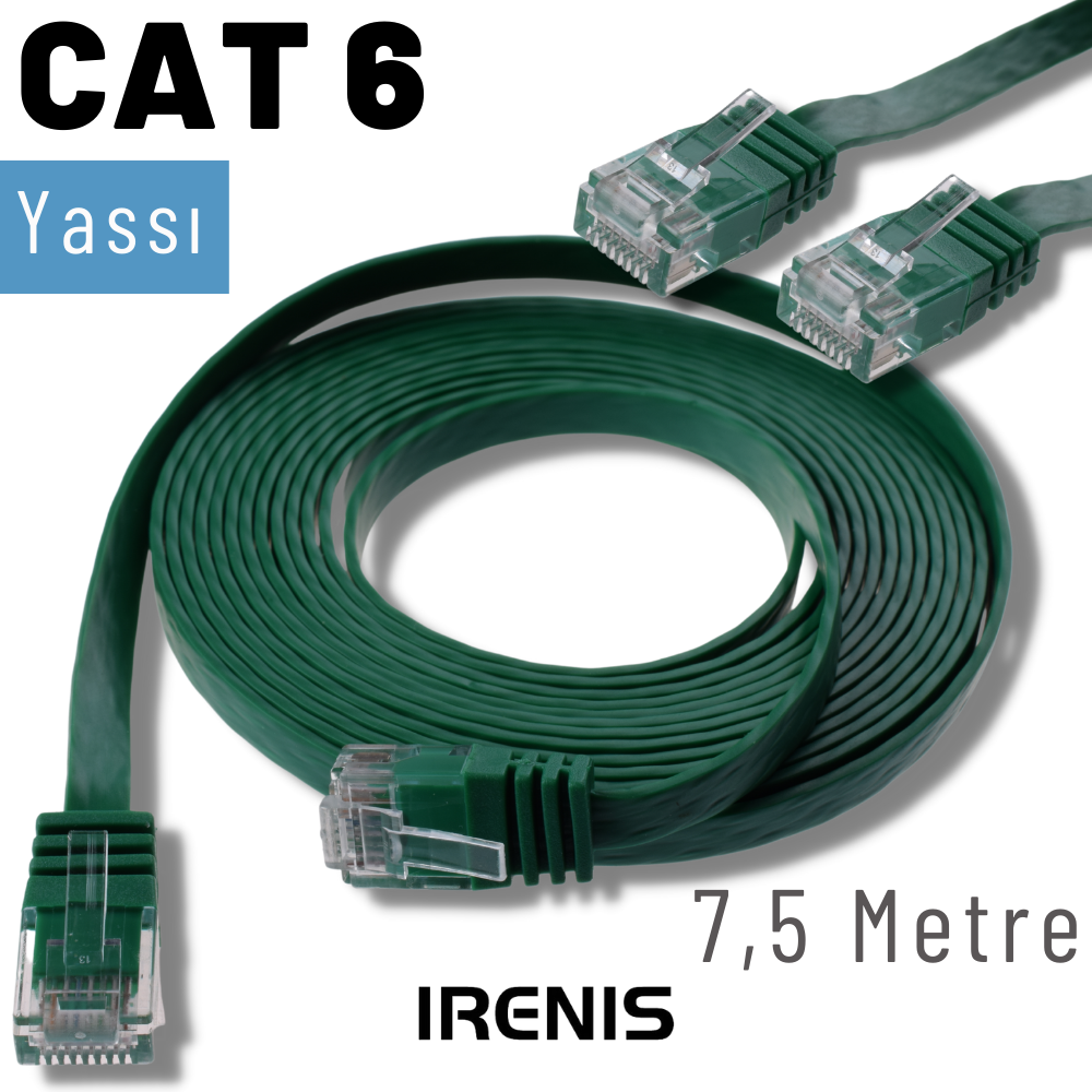 İrenis 7,5 Metre Cat6 Kablo Yassi Ethernet Network Lan Ağ İnternet Kablosu İrenis 7,5 Metre Cat6 Kablo Yassi Ethernet Network Lan Ağ İnternet Kablosu