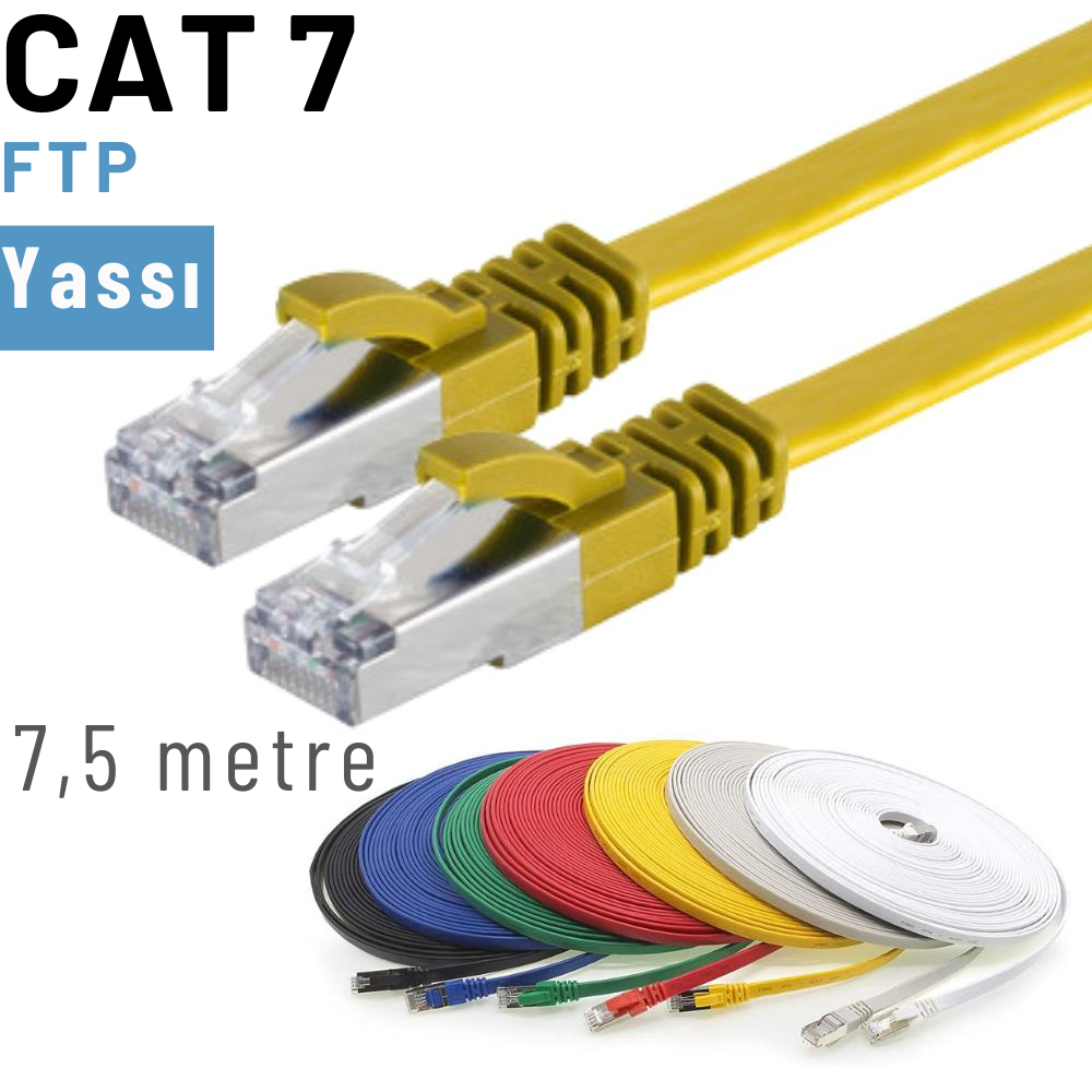 IRENIS 7,5 Metre CAT7 Kablo Yassı FTP Ethernet Network LAN Ağ Kablosu IRENIS 7,5 Metre CAT7 Kablo Yassı FTP Ethernet Network LAN Ağ Kablosu