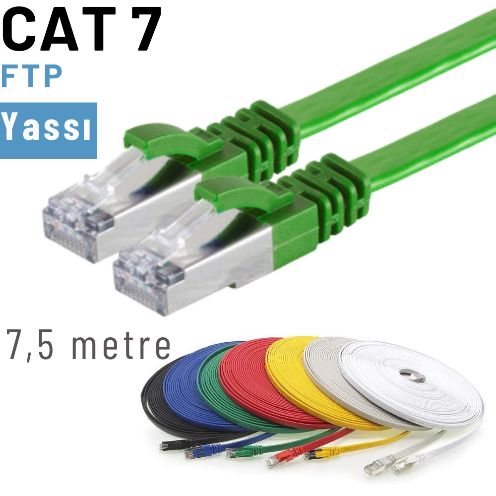 IRENIS 7,5 Metre CAT7 Kablo Yassı FTP Ethernet Network LAN Ağ Kablosu IRENIS 7,5 Metre CAT7 Kablo Yassı FTP Ethernet Network LAN Ağ Kablosu