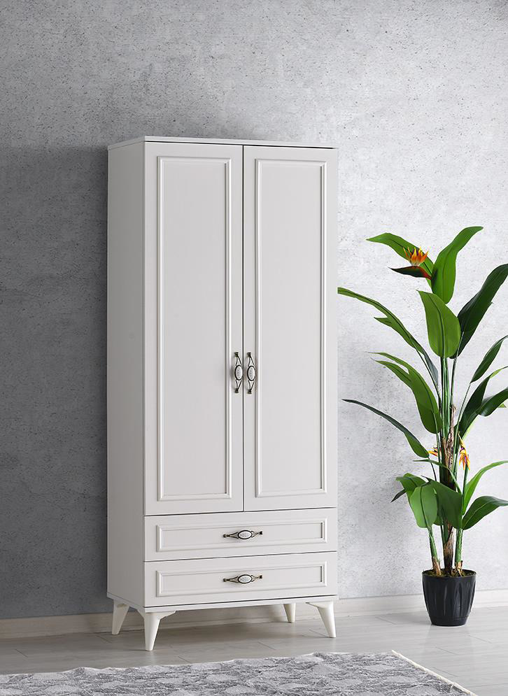 Sivas Gözde Mobilya İrmak 2 Kapili 2 Çekmeceli Gardirop Elbise Dolabi 80X48x195cm