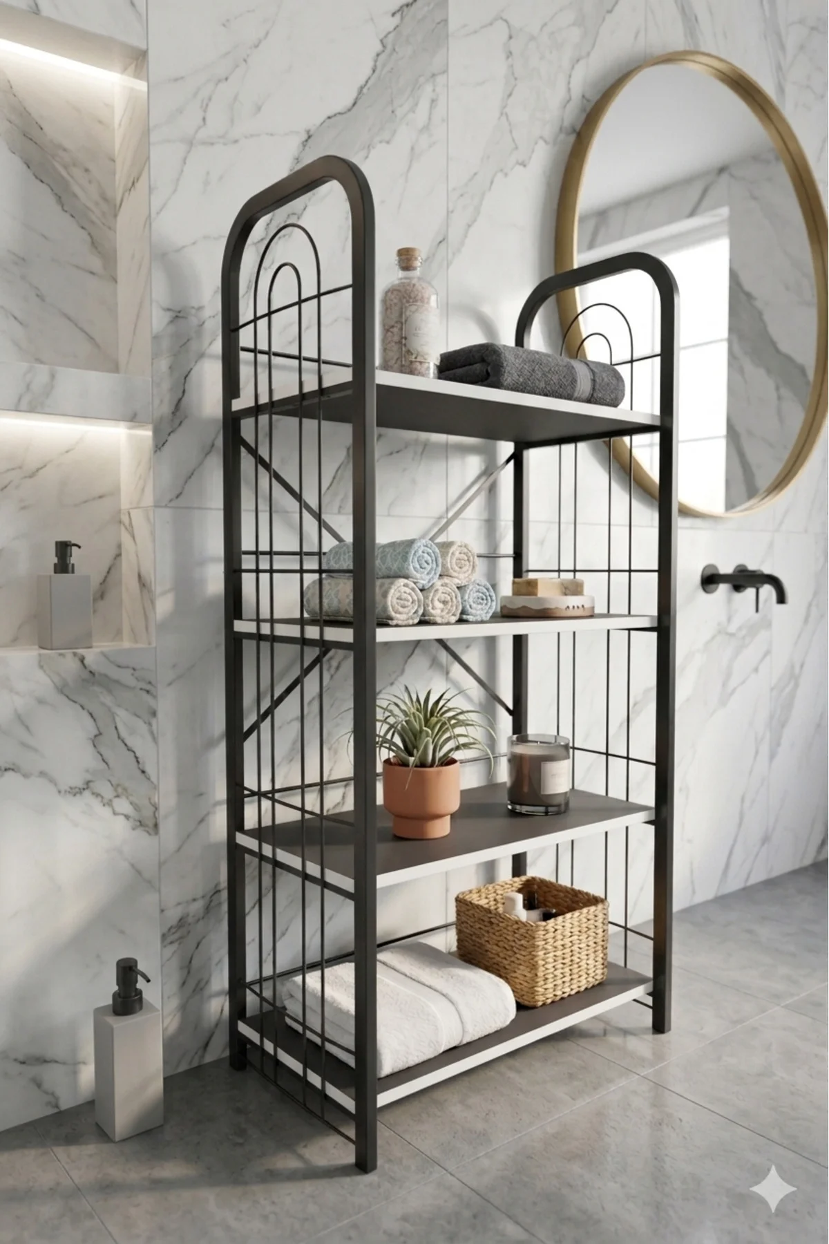 Irmak Banyo Düzenleyici Raf Organizer Kitaplık Banyo Dolabı