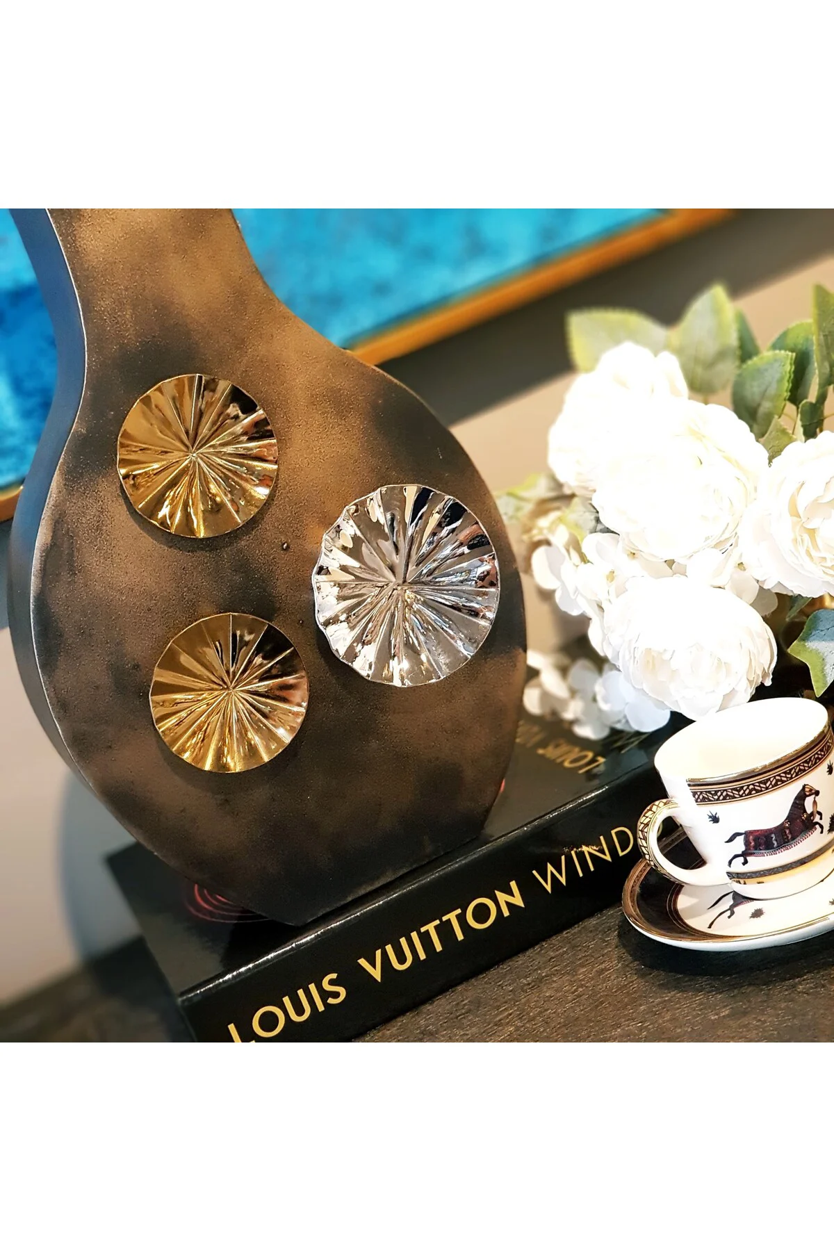 Iron Lotus Metal Vazo 33cm