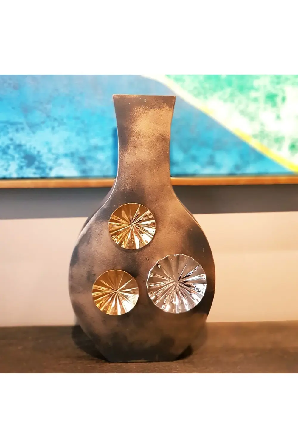 Iron Lotus Metal Vazo 33cm