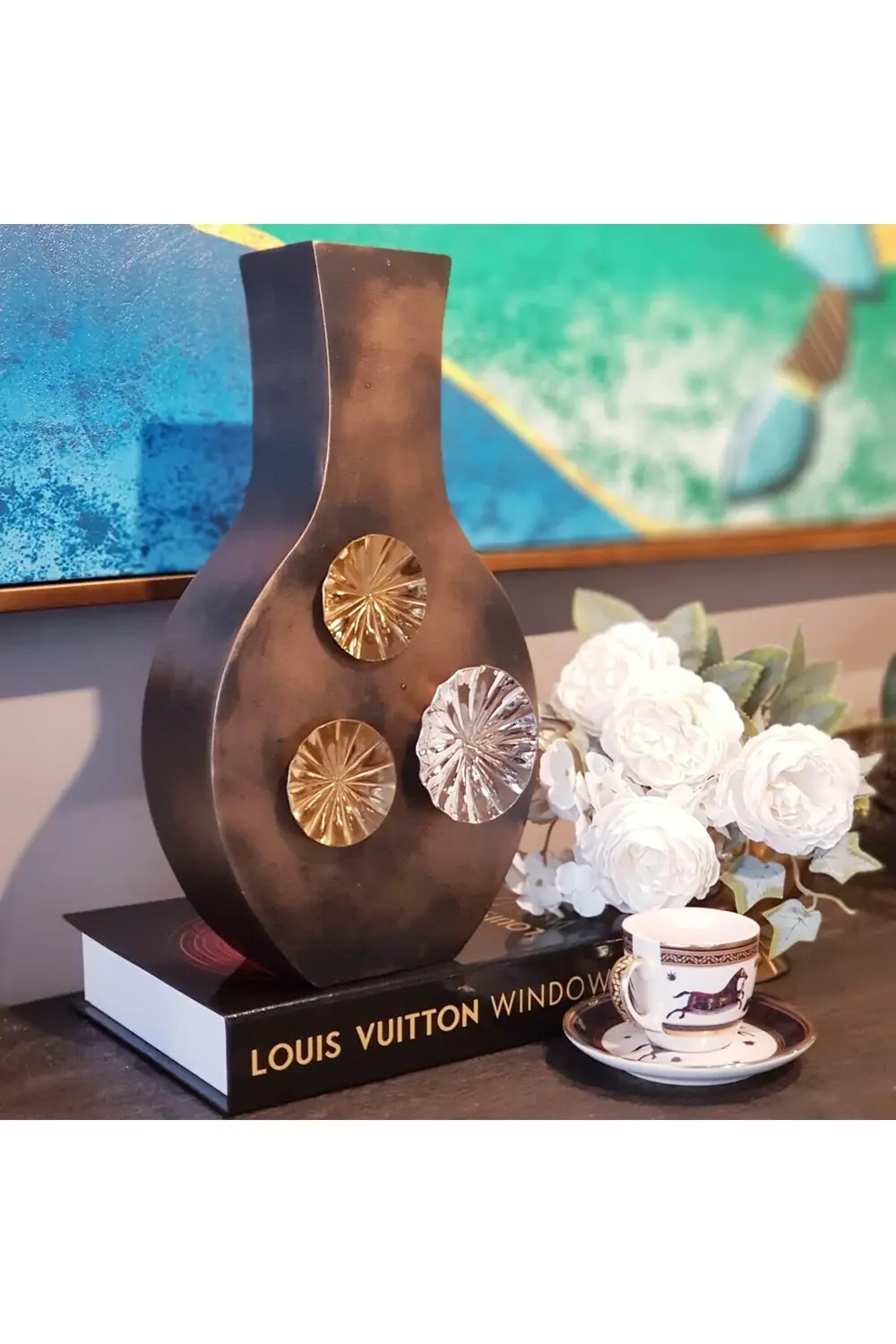 Iron Lotus Metal Vazo 33cm