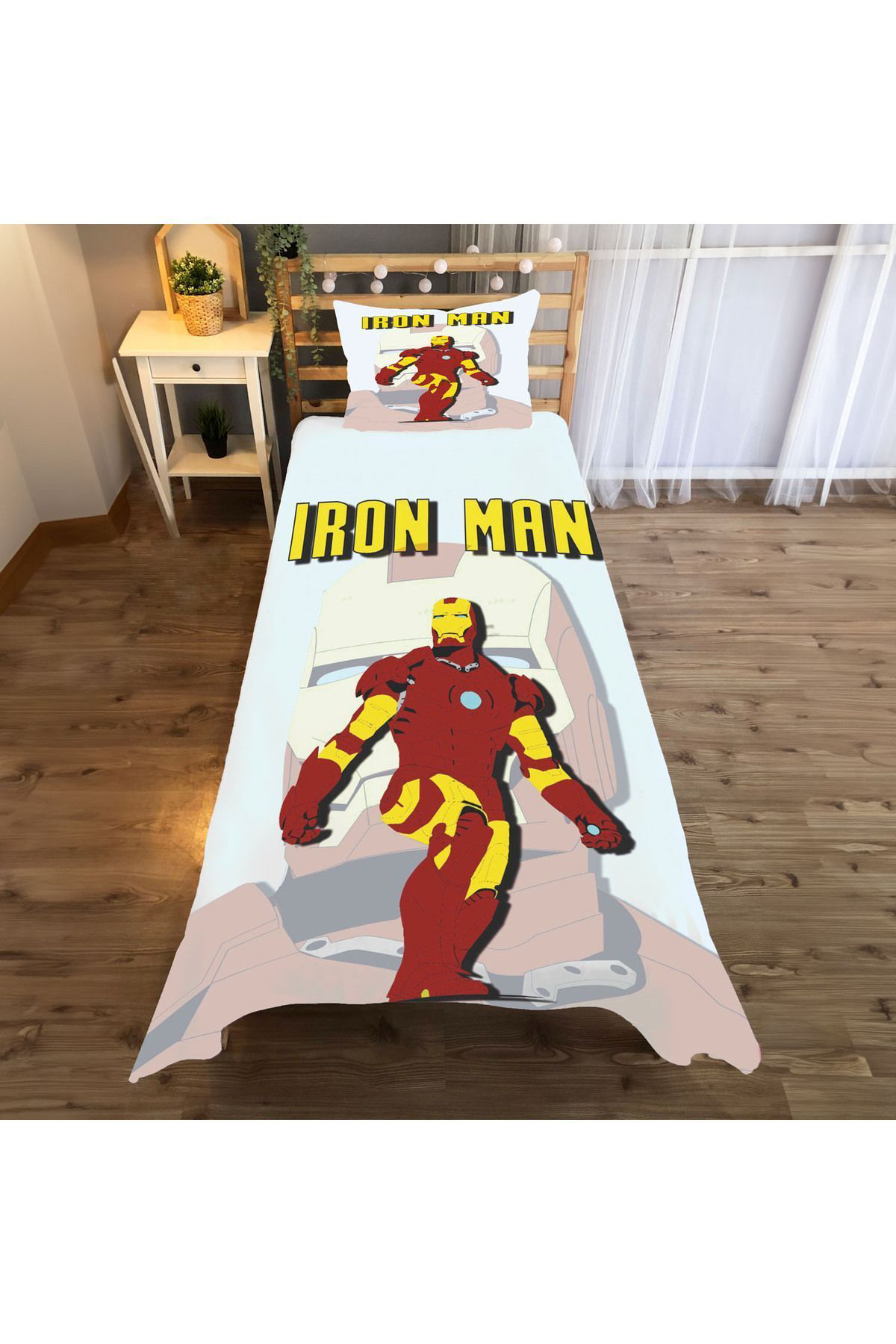 Evan Home İron Man Desenli Yatak Örtüsü Ve Yastık Kılıfı 2Li Takımı