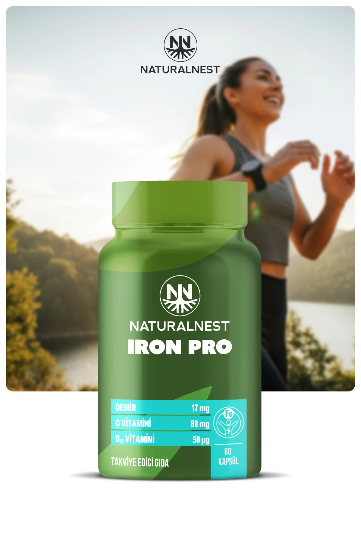 Iron Pro Demir Takviyesi 17 mg 60 Kapsül - C Vitamini, B2, B3, B6, B12, Folik Asit - Görsel 5
