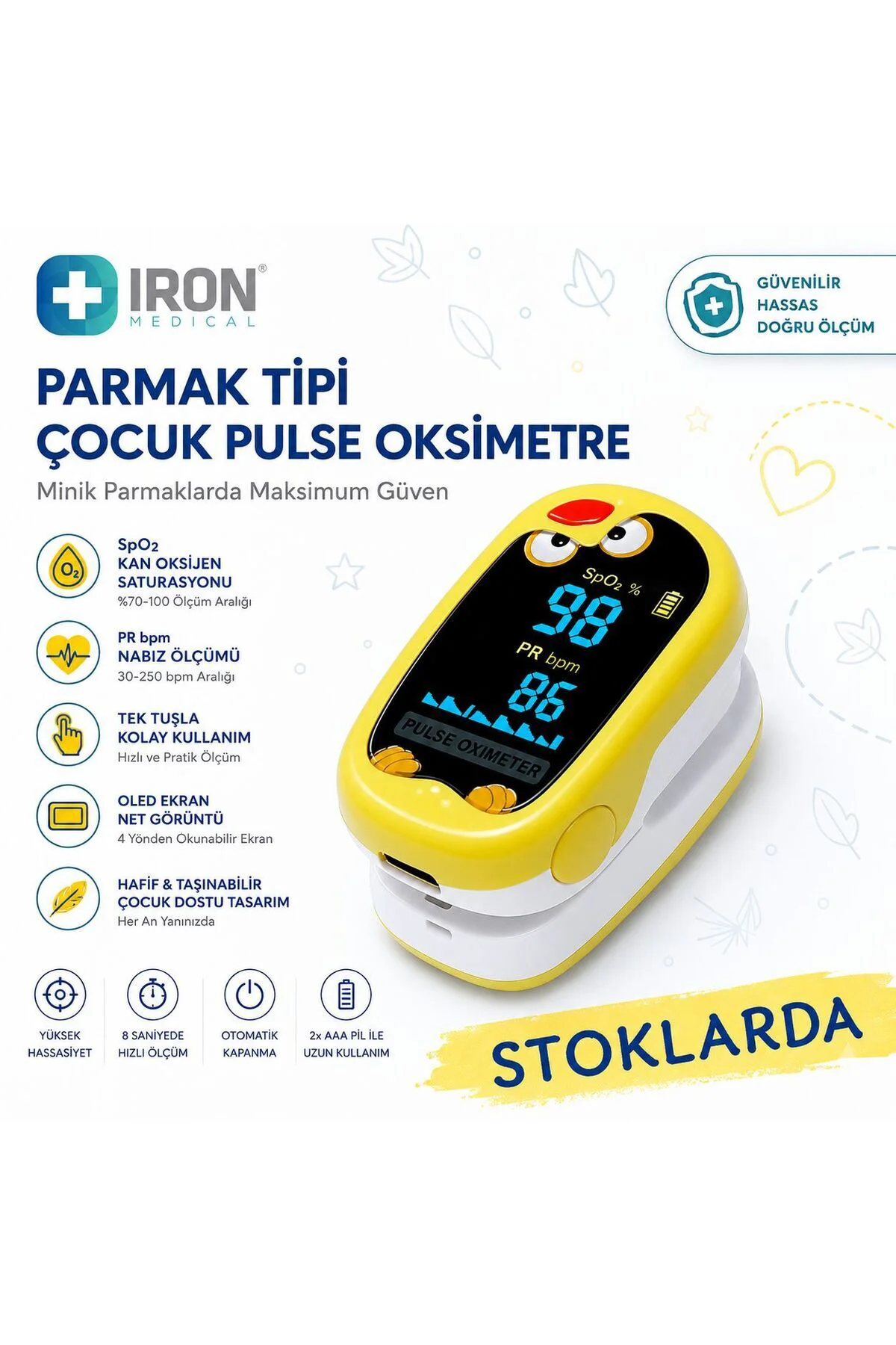 İRON ŞARJLI ÇOCUK PULSE OKSİMETRE