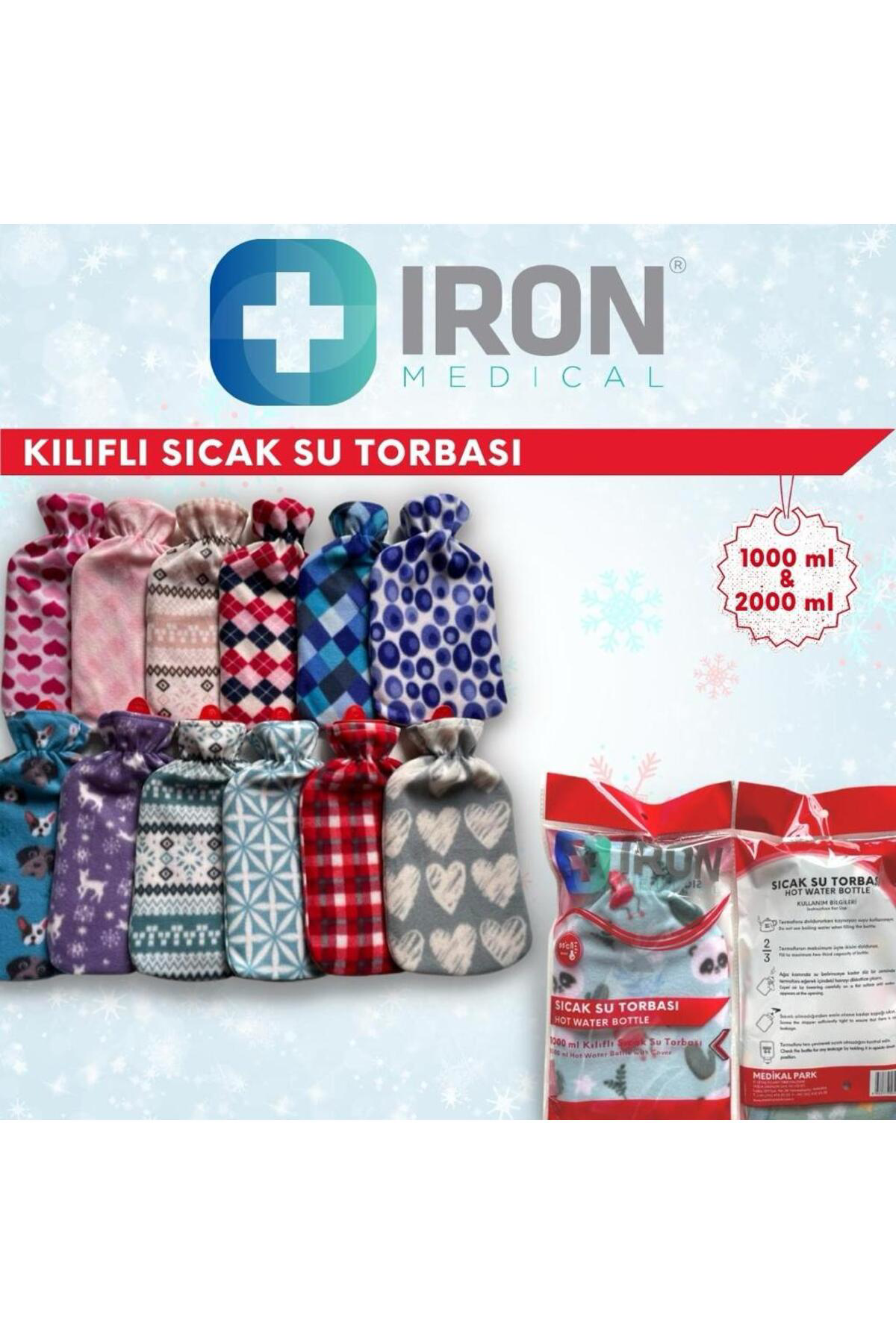 IRON - SICAK SU TORBASI DESENLİ KILIFLI KÜÇÜK 1000ML