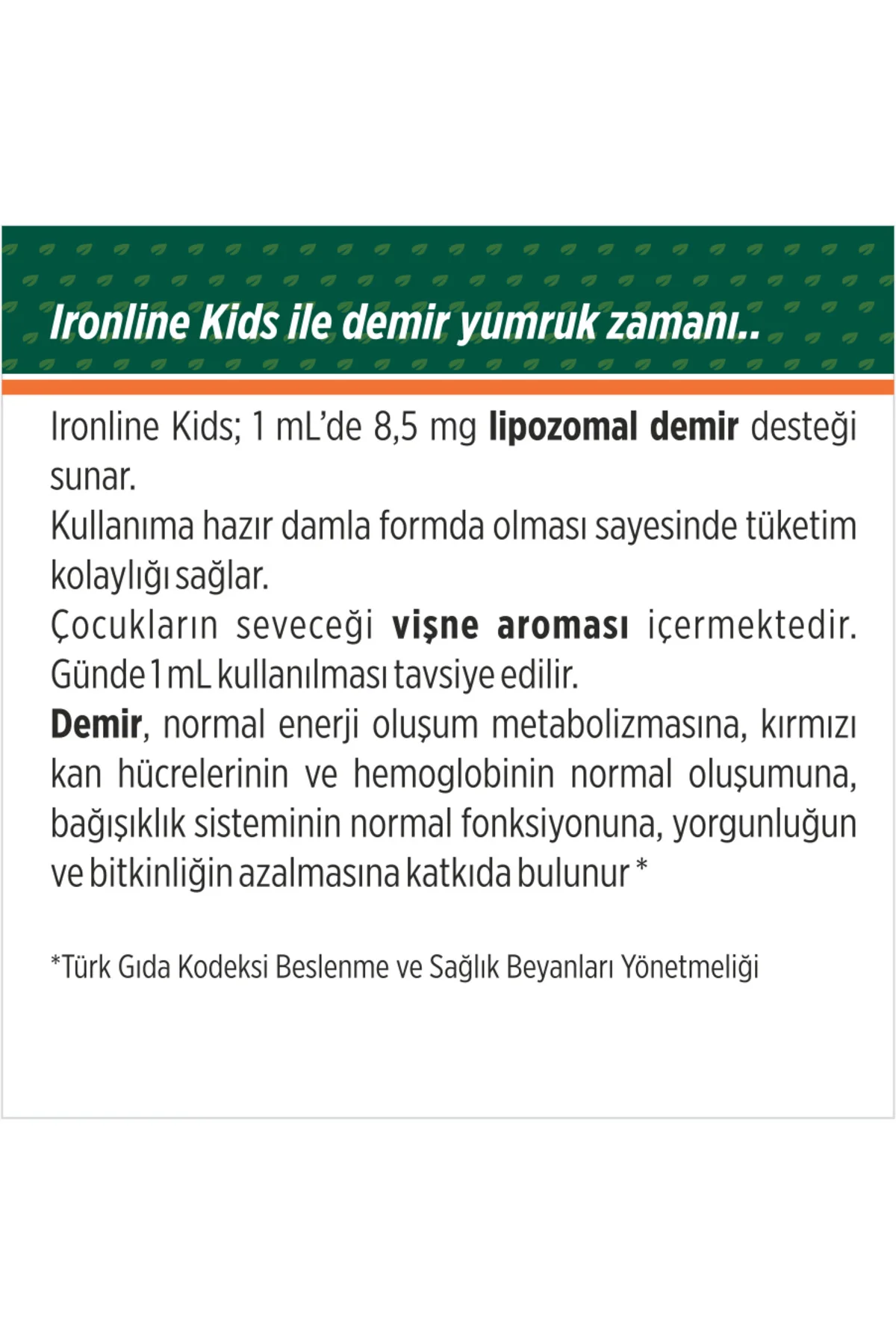 Ironline Kids Lipozomal Demir Damla 30 ml