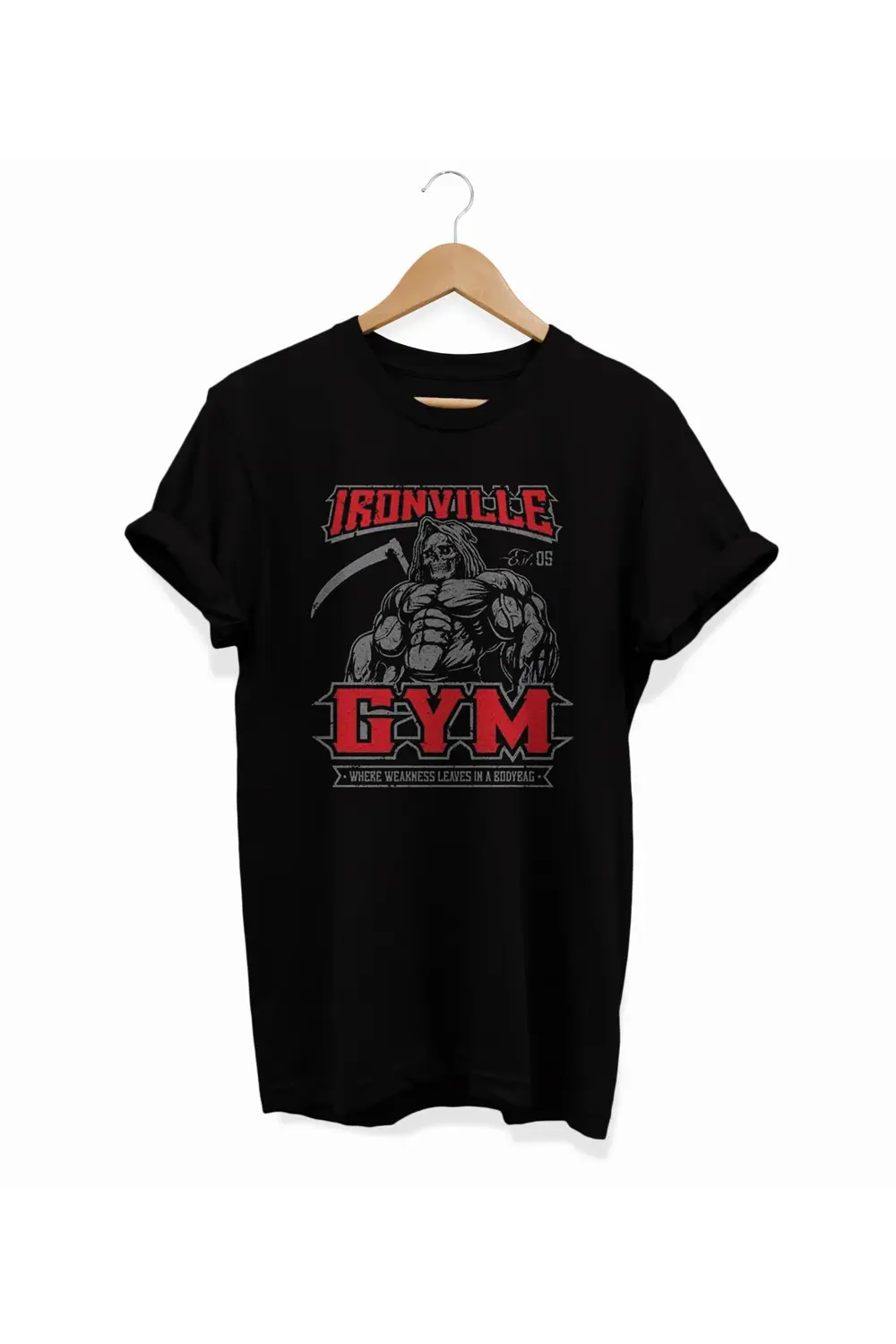 , Ironville Baskılı, %100 Pamuk, Bisiklet Yaka, Oversize T-shirt,