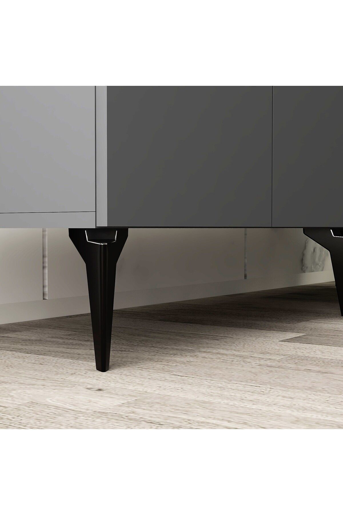 Cantek Dizayn İrris Konsol 4 Kapakli Rafli Antrasit-Gümüş