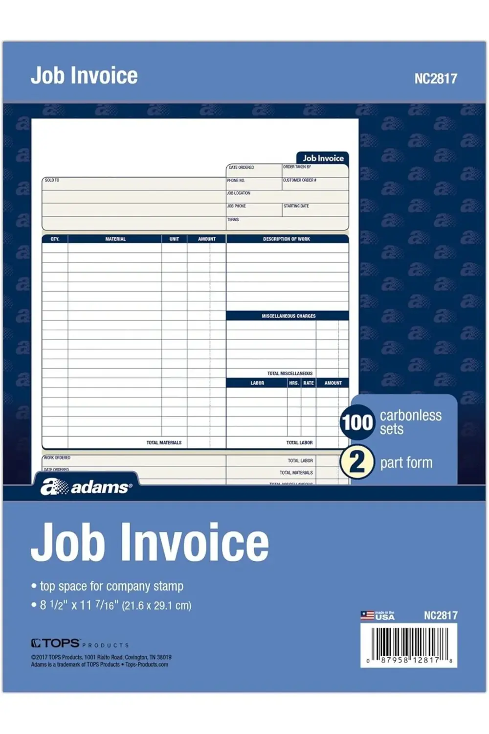 İş Faturası Formları, 2 Bölümlü Karbonsuz, Servis ve Onarım Fatur