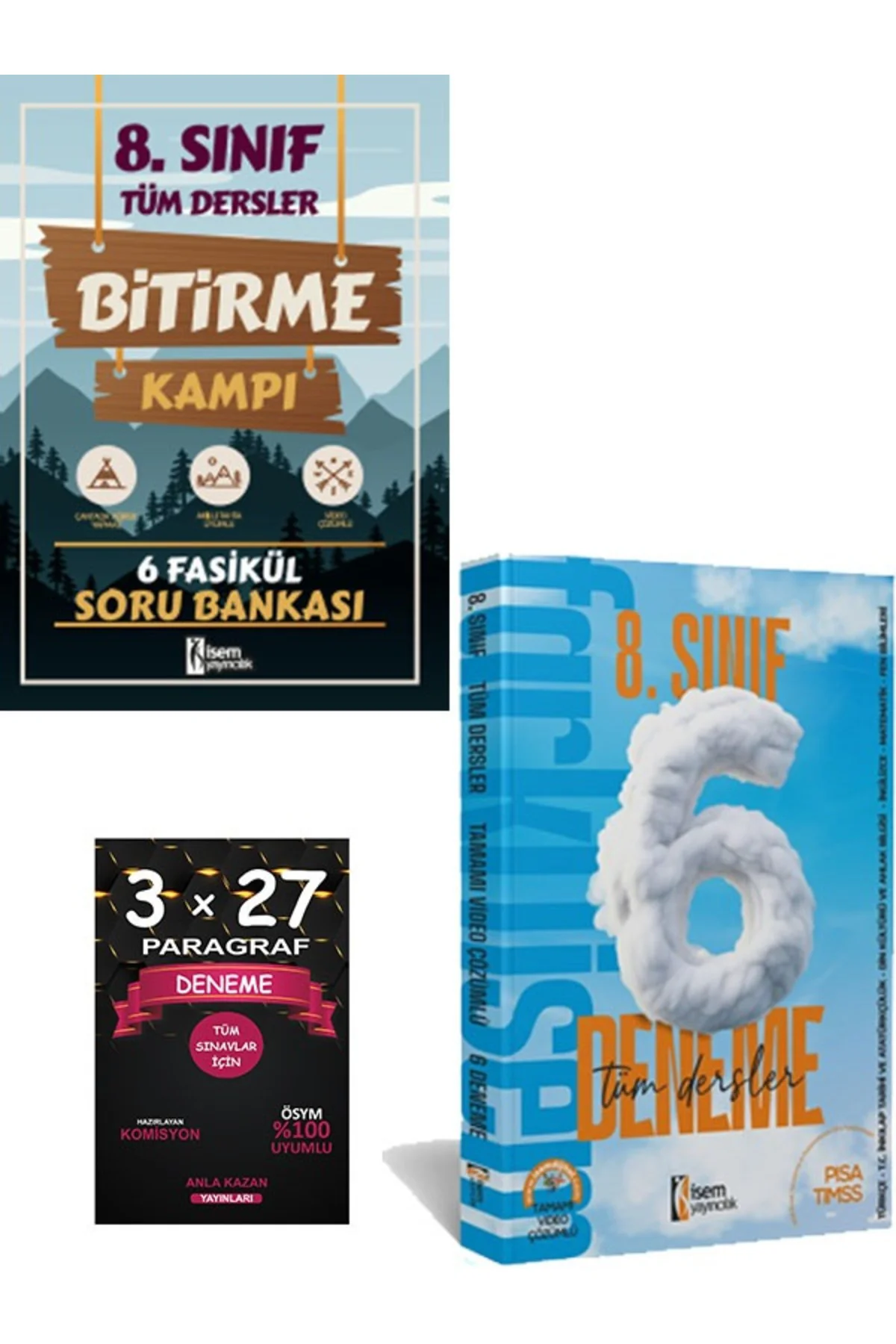 İsem + Anla Kazan 2025 LGS Bitirme Kampı + 6 Deneme + Paragraf Deneme 3 lü Set